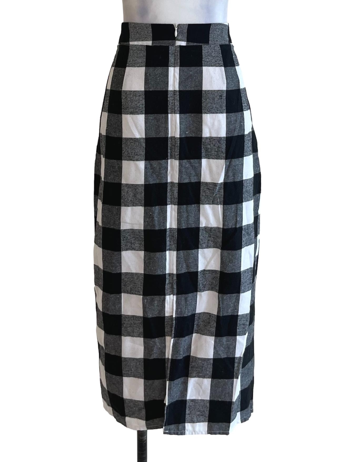 Black White Checkered Pencil Skirt