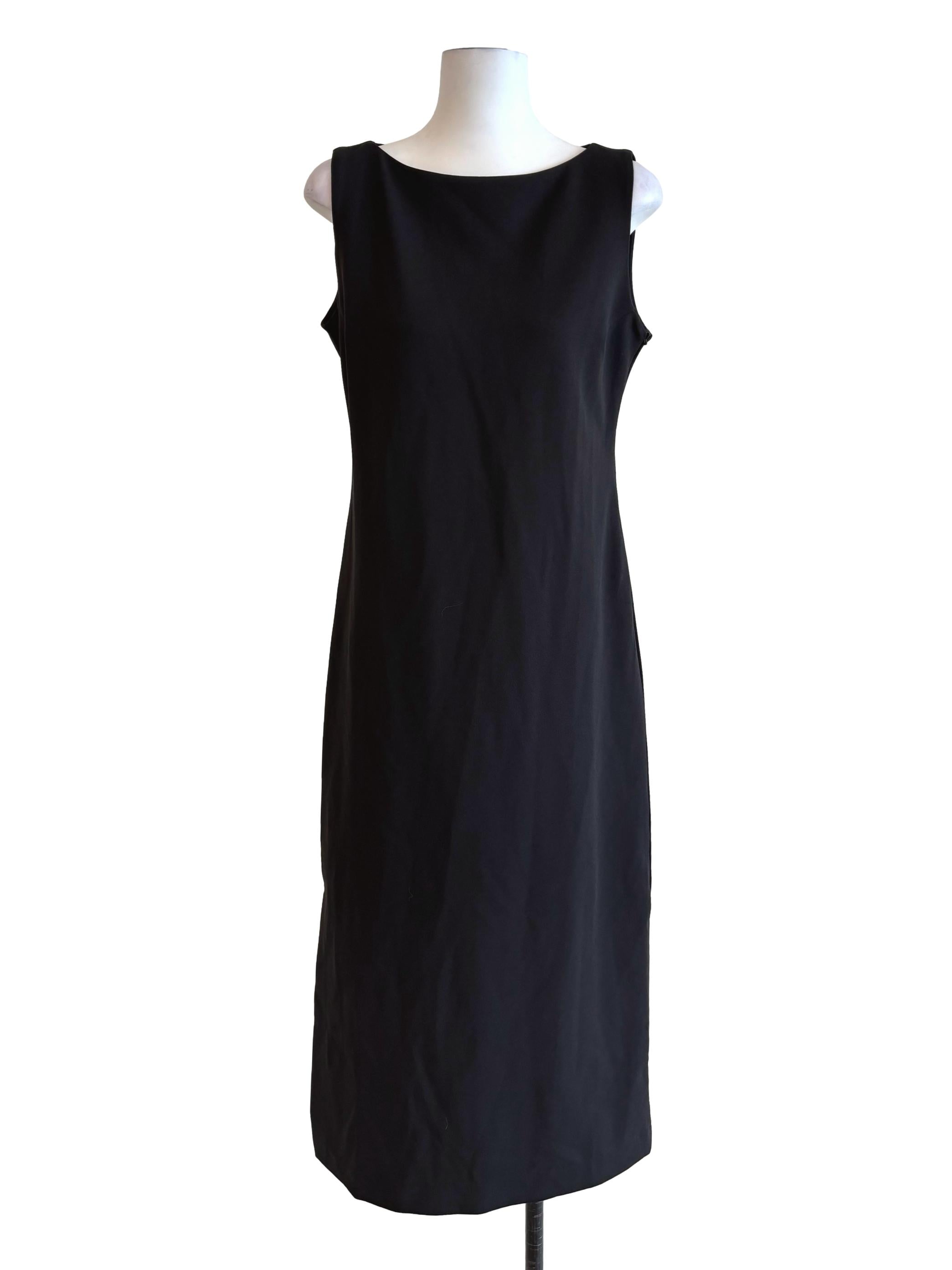 Jet Black Boat Neck Midi Dress