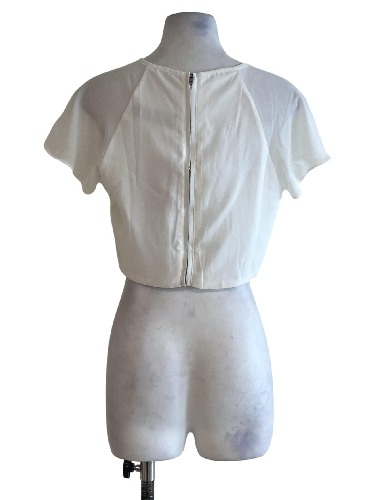 White Pleated Crop Blouse