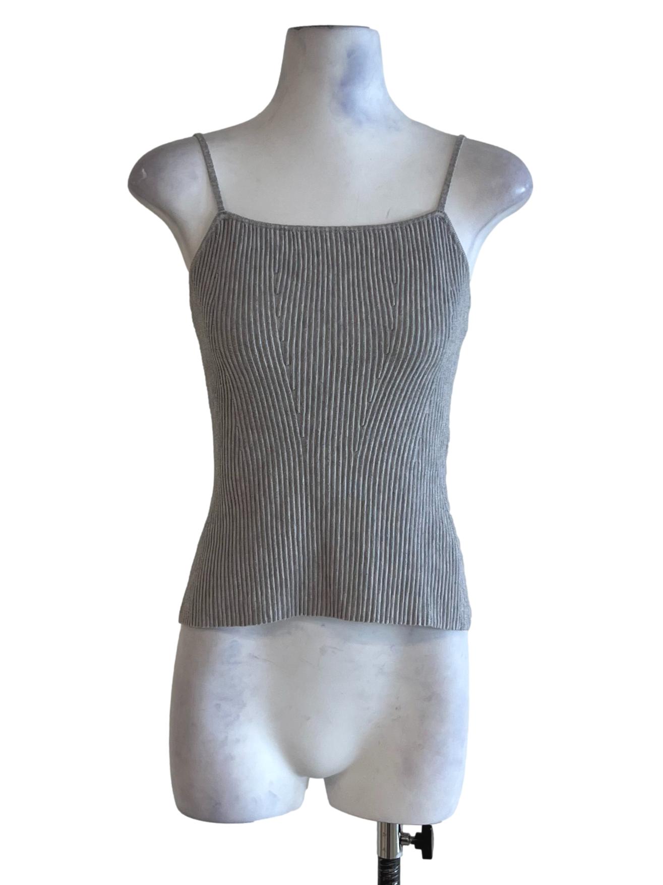 Grey Ribbed Knit Cami Top