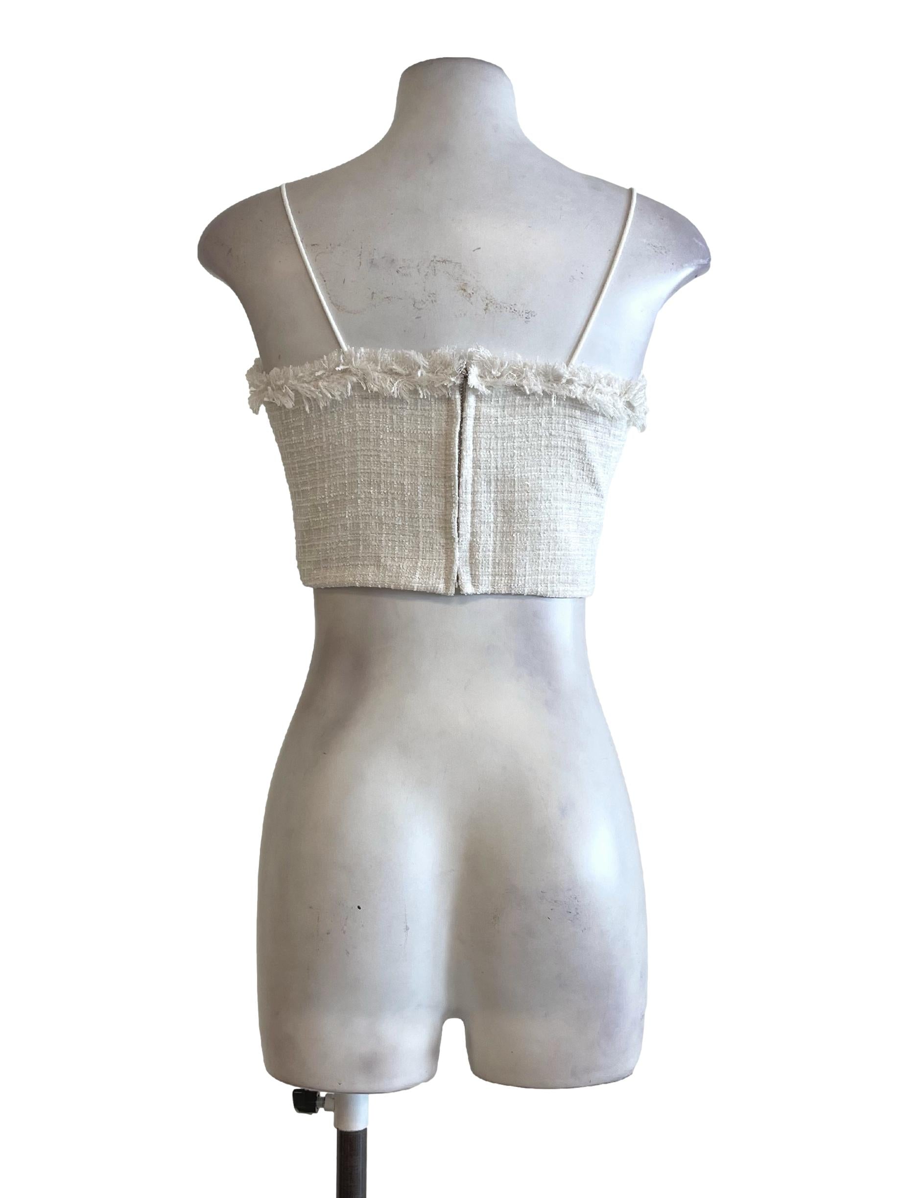 White Tweed Crop Top