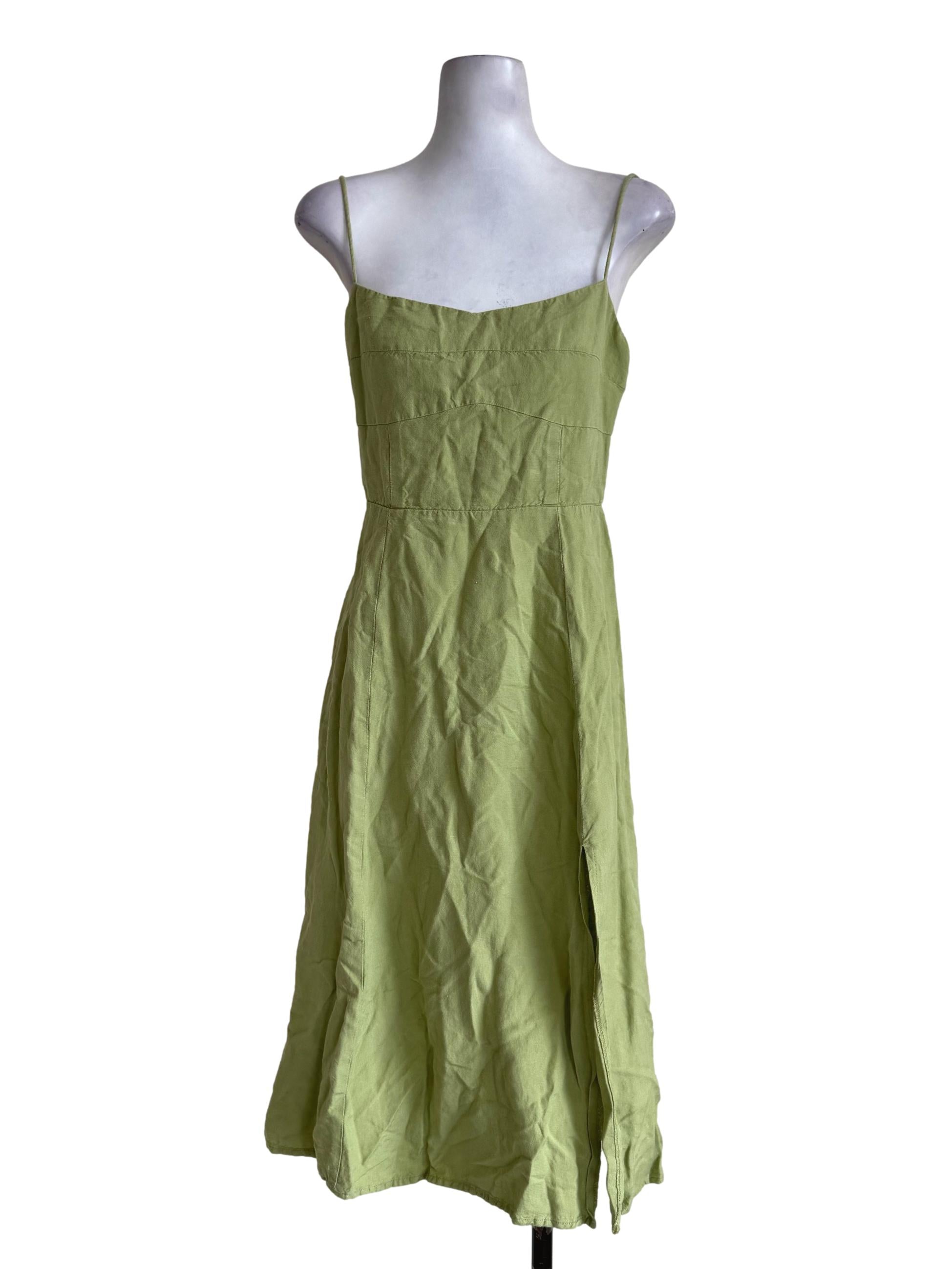 Lime Green Side Slit Dress LB