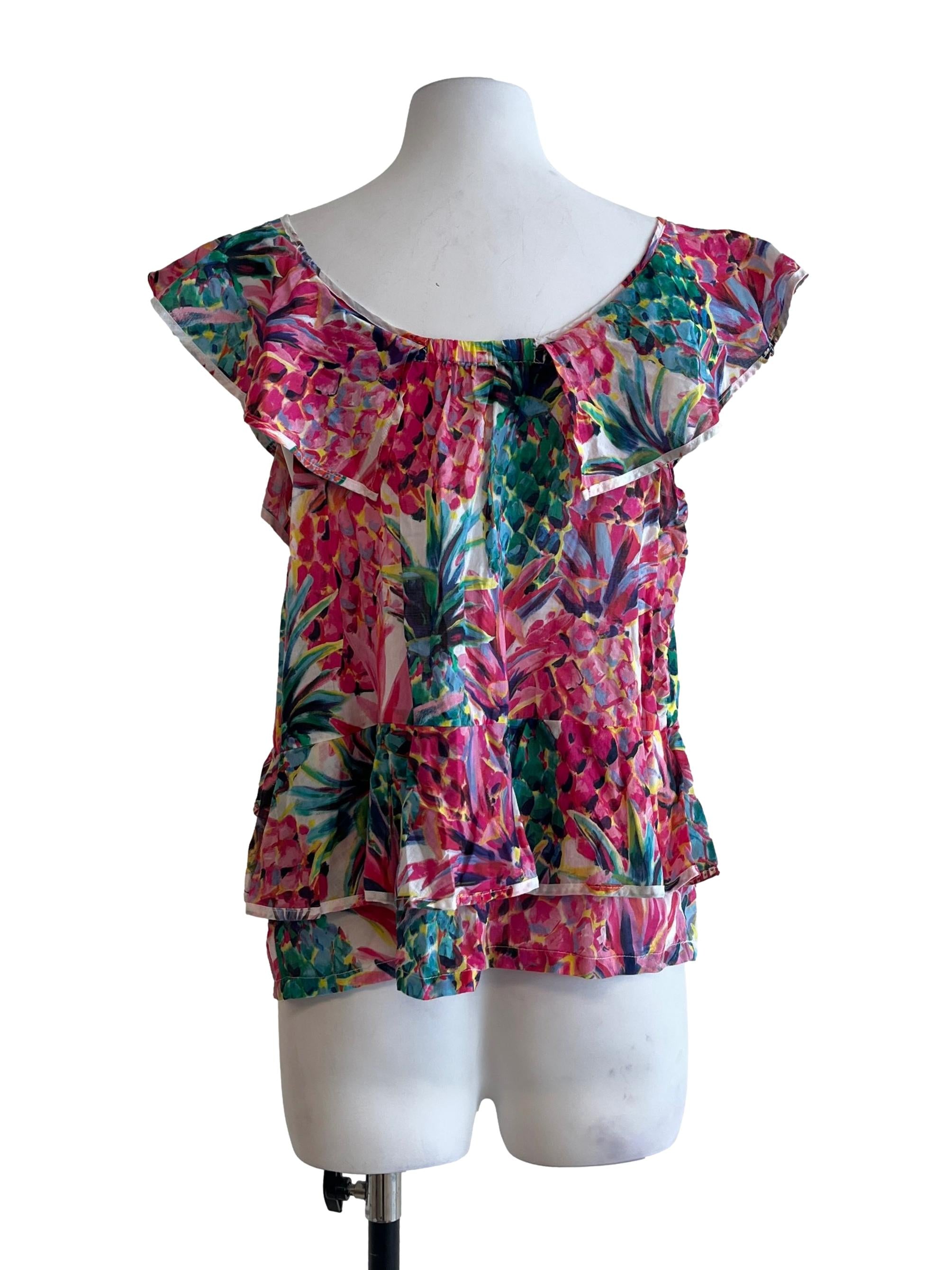 Candy Red Scoop Floral Top
