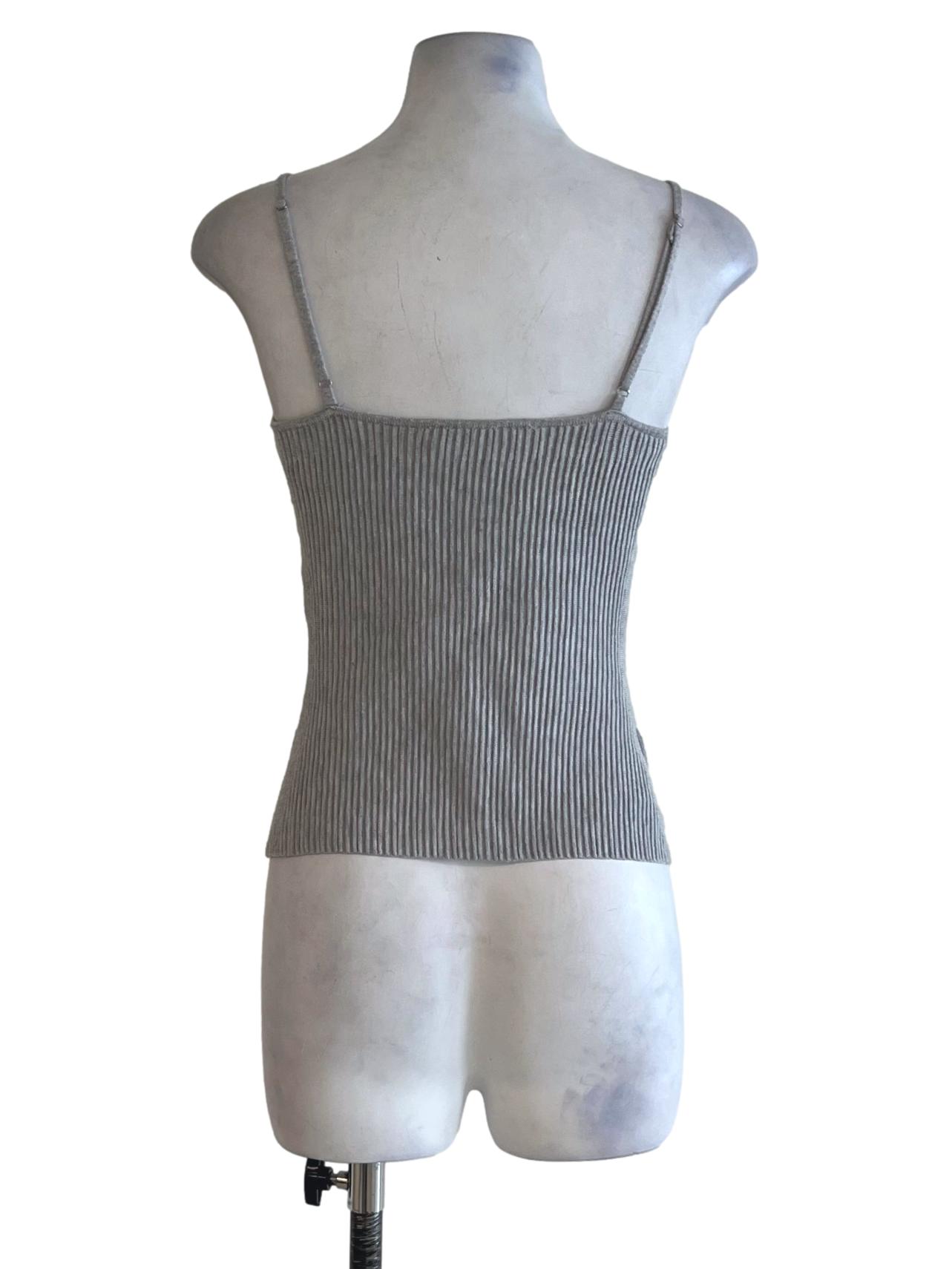 Grey Ribbed Knit Cami Top