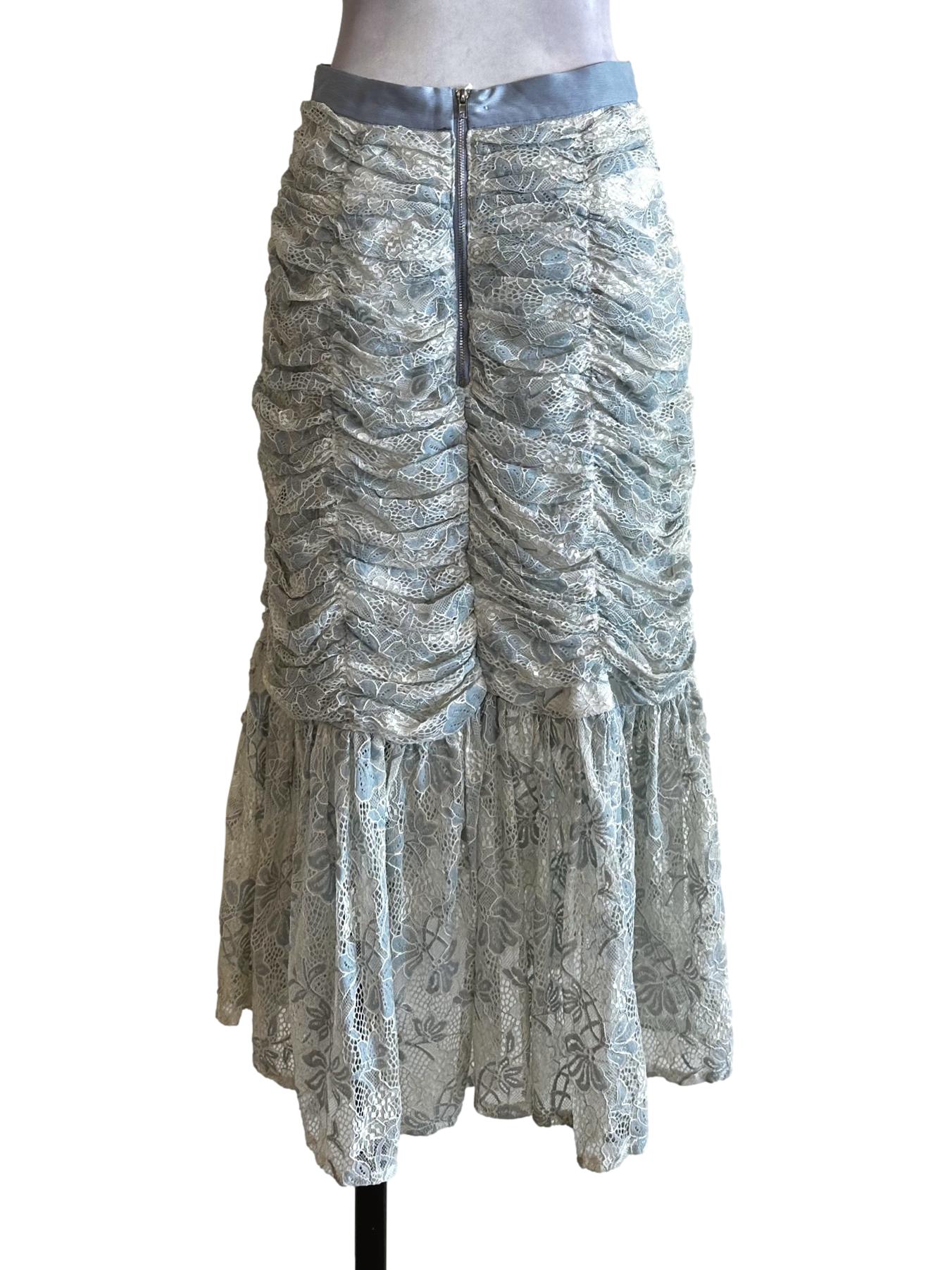 Powder Blue Lace Pattern Skirts