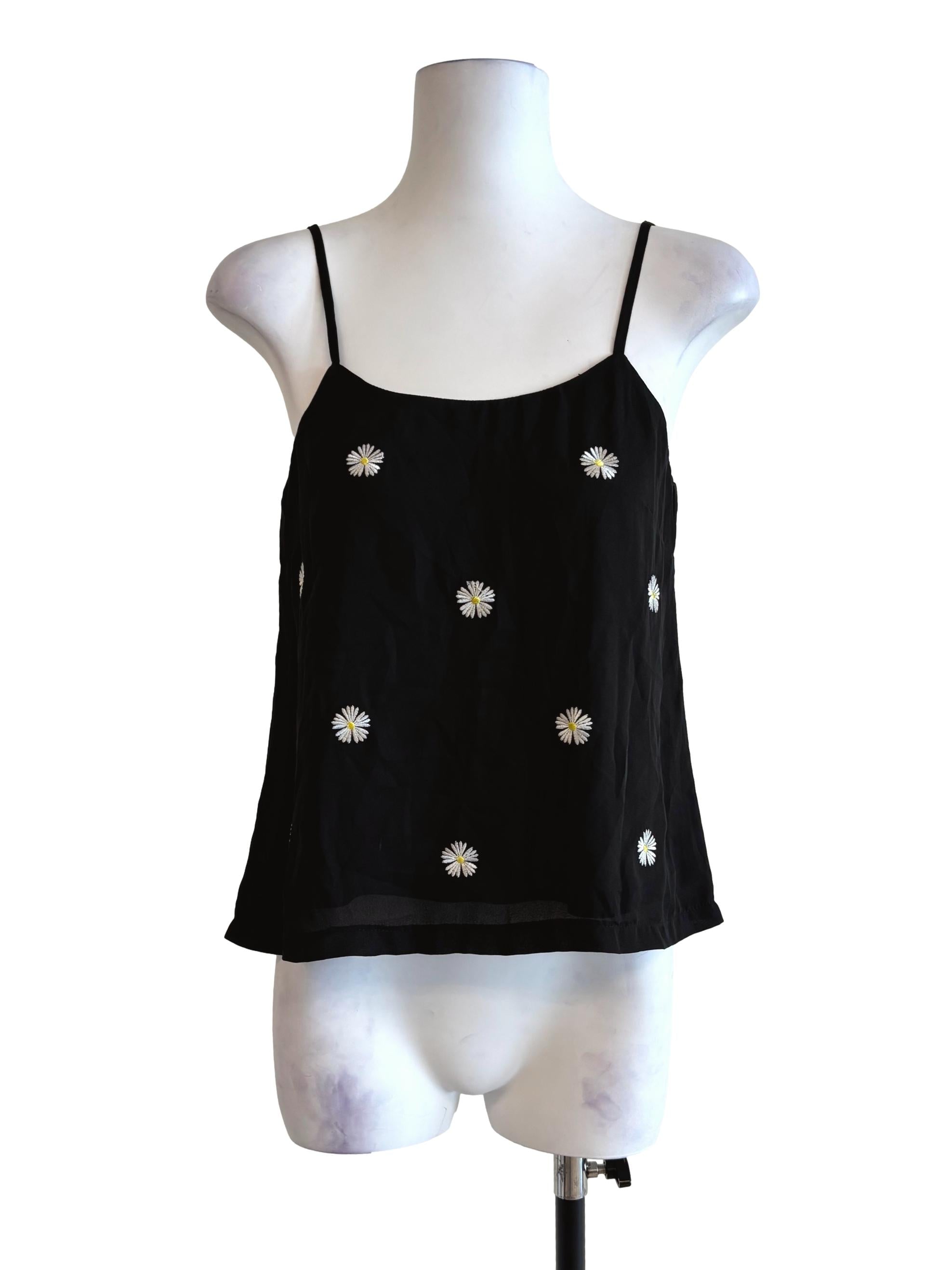 Raven Black Embroidered Camisole