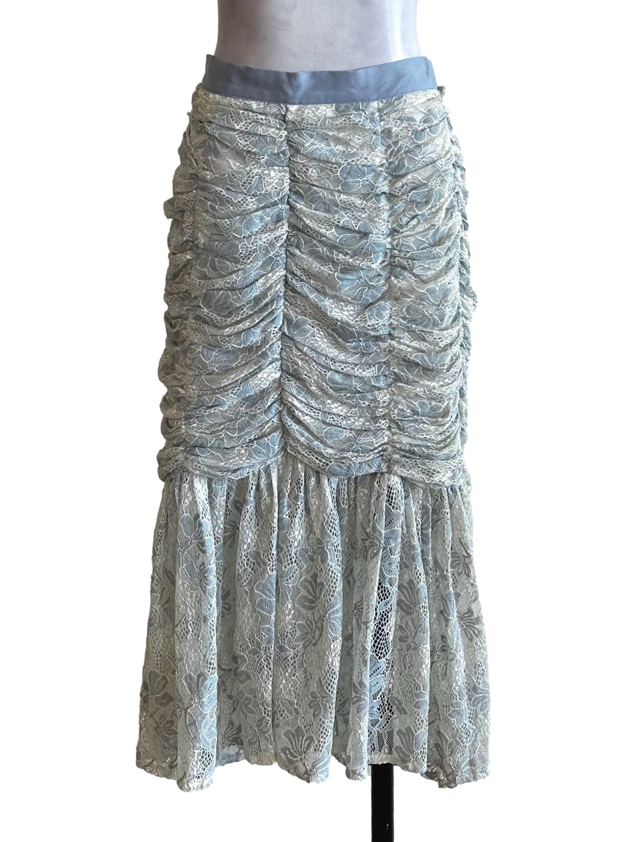 Powder Blue Lace Pattern Skirts
