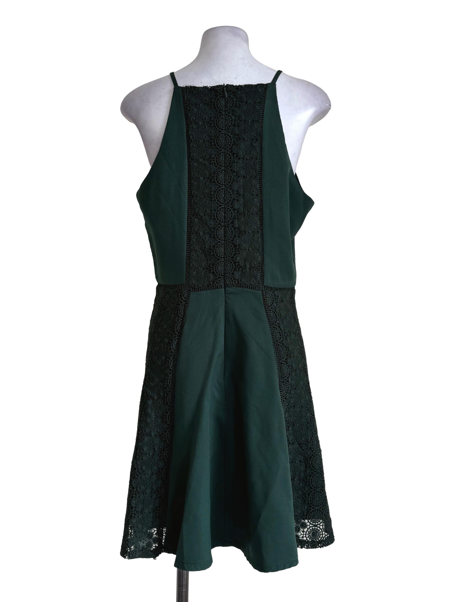 Emerald Green With Lace Empire Dress