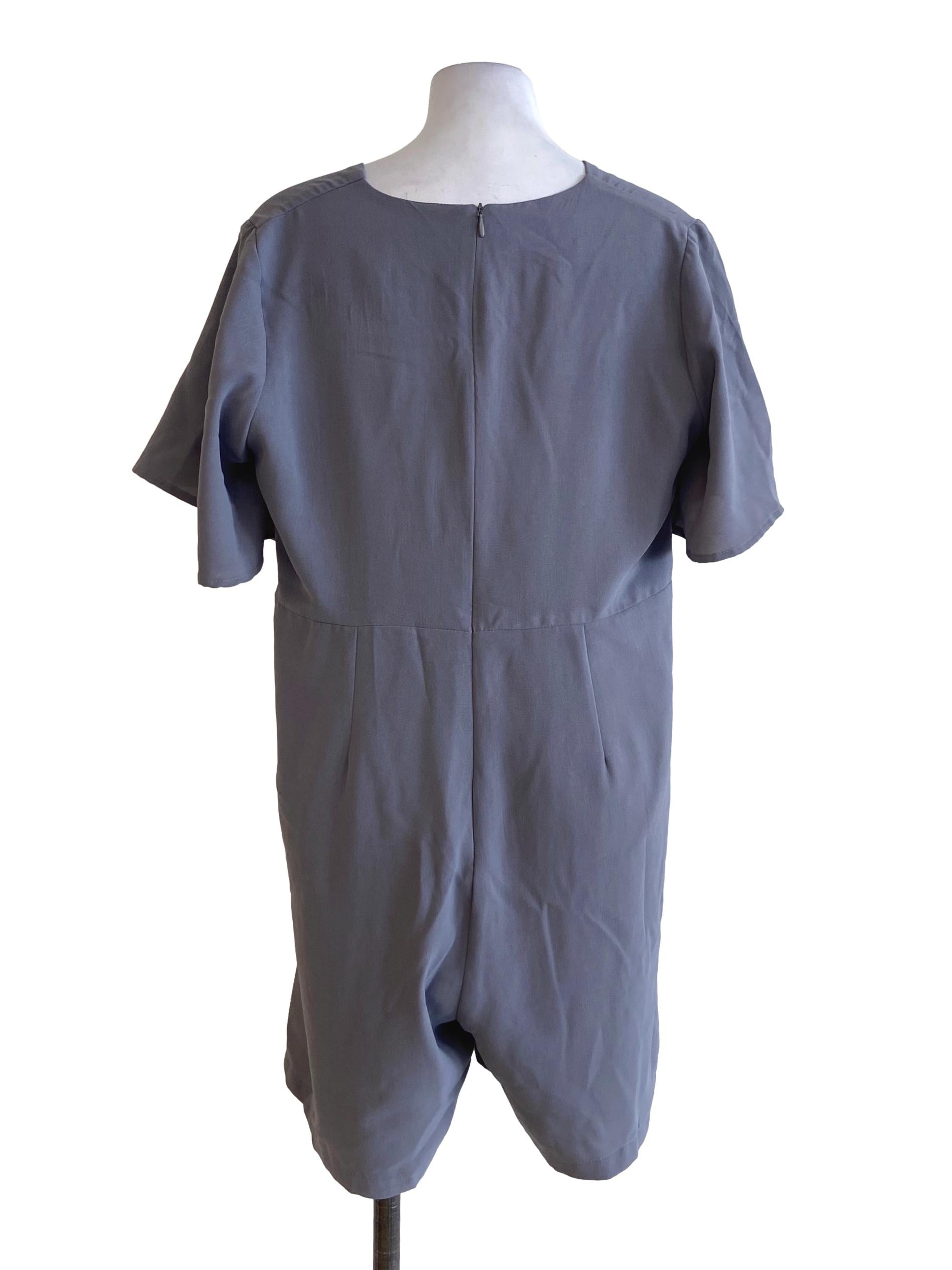 Fossil Grey V Neck Romper