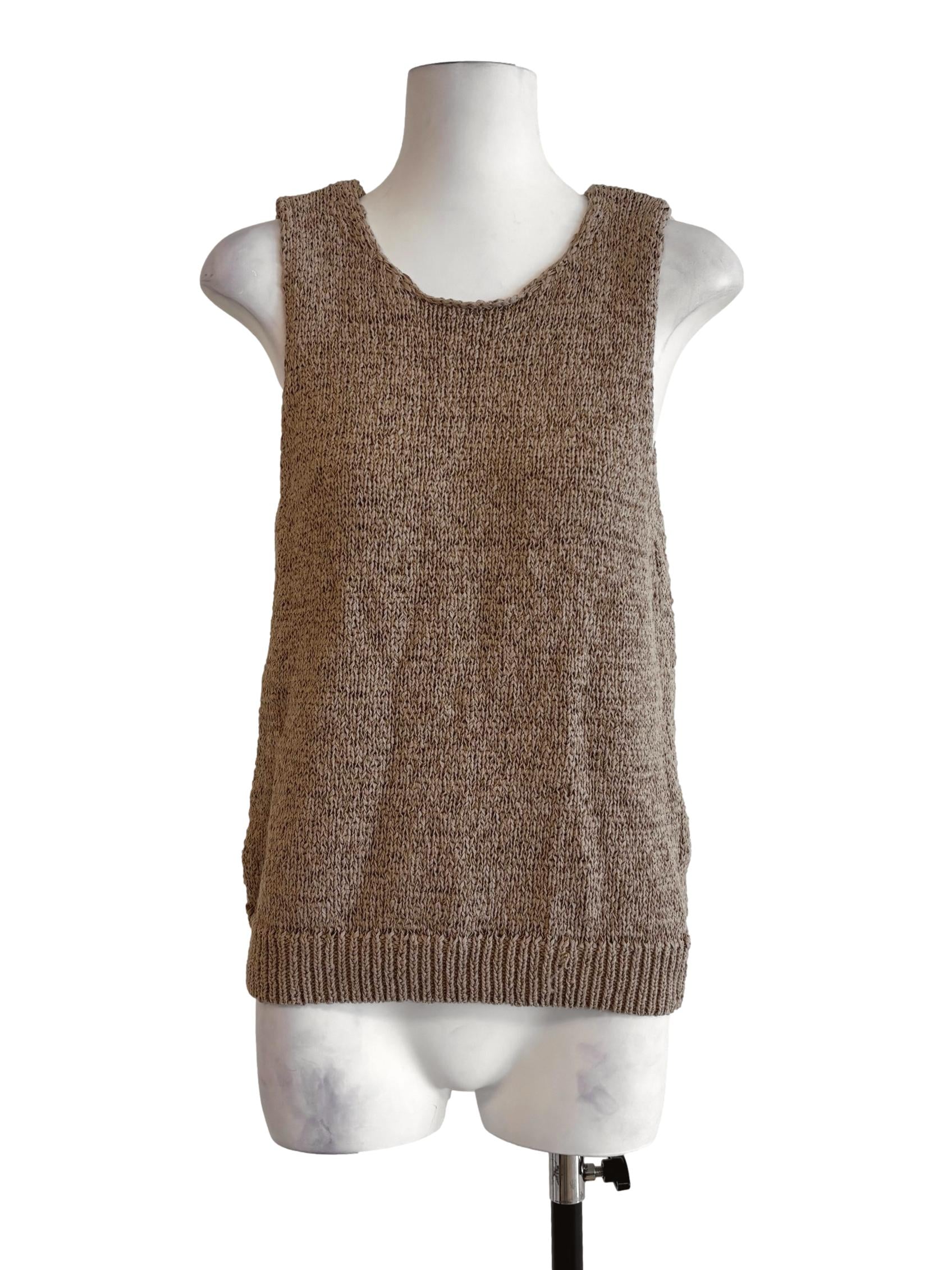 Khaki Sleeveless Knit Top
