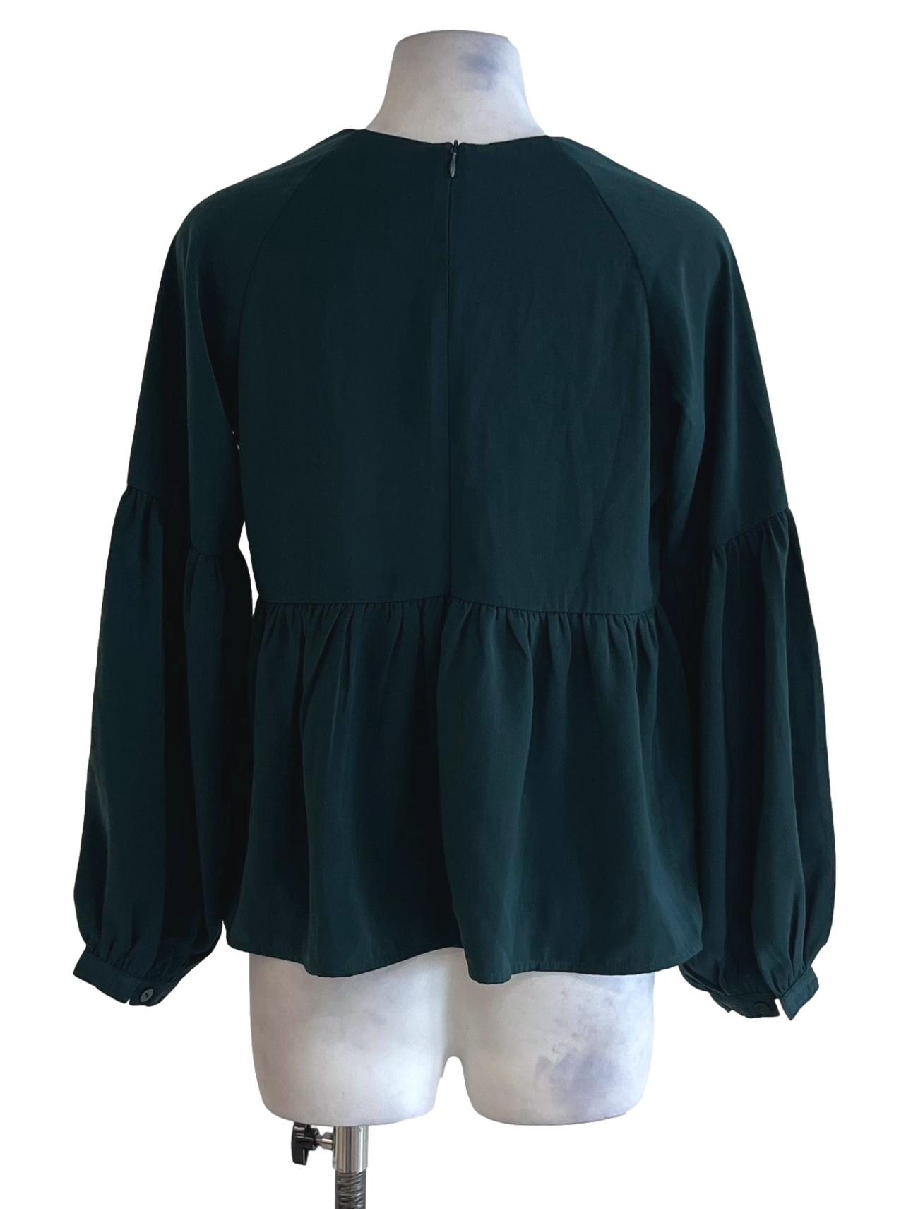 Emerald Green Tie Front Blouse