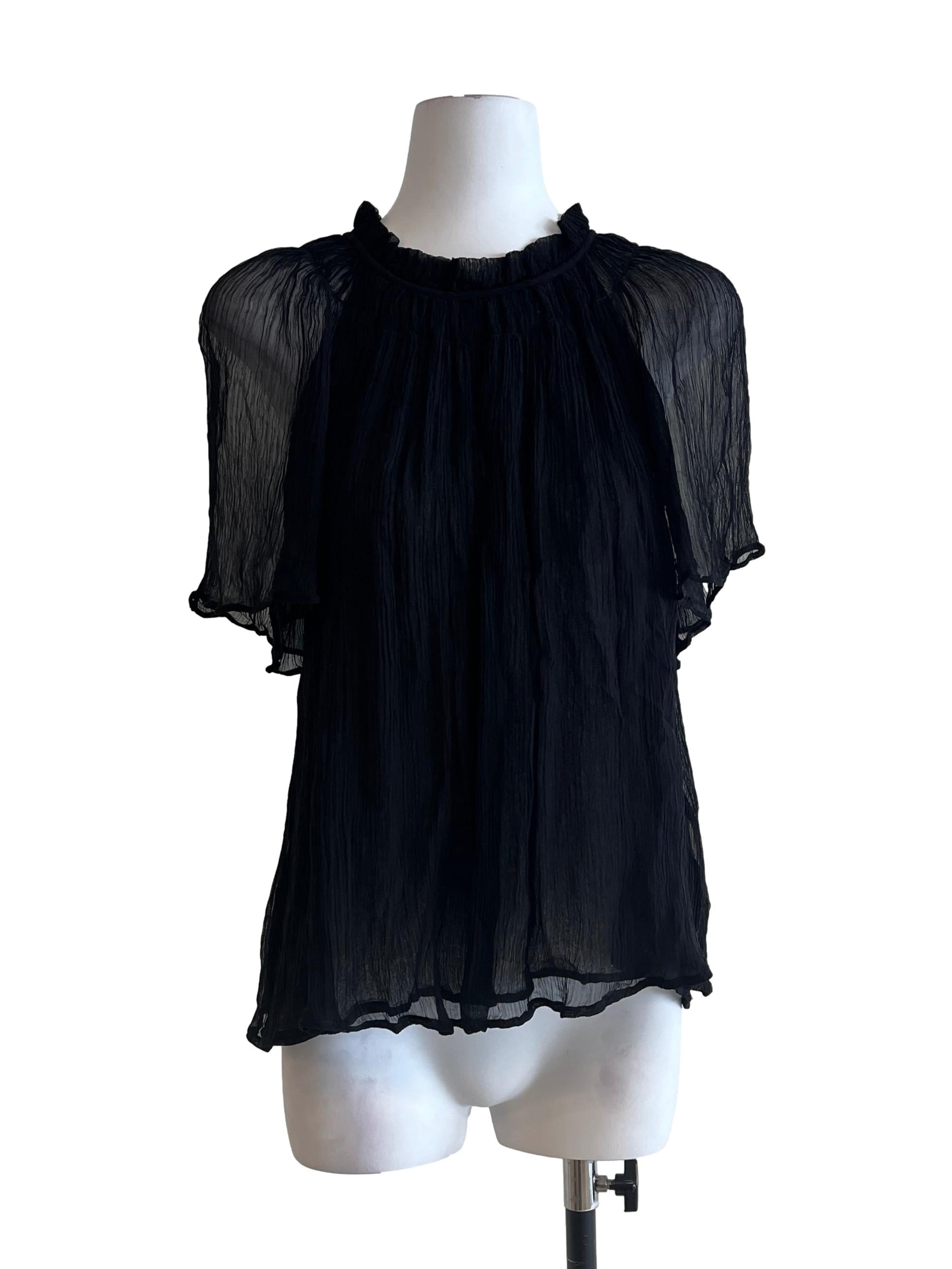 Jet Black Halter Short Sleeve Top