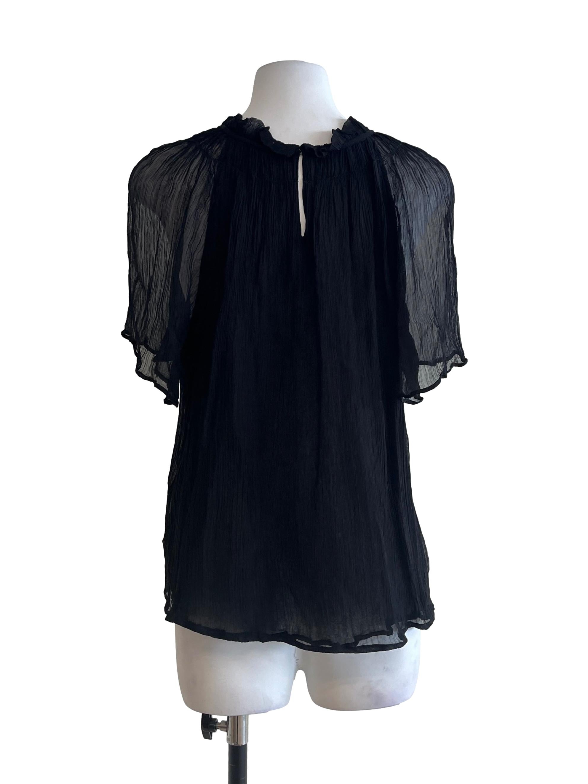 Jet Black Halter Short Sleeve Top