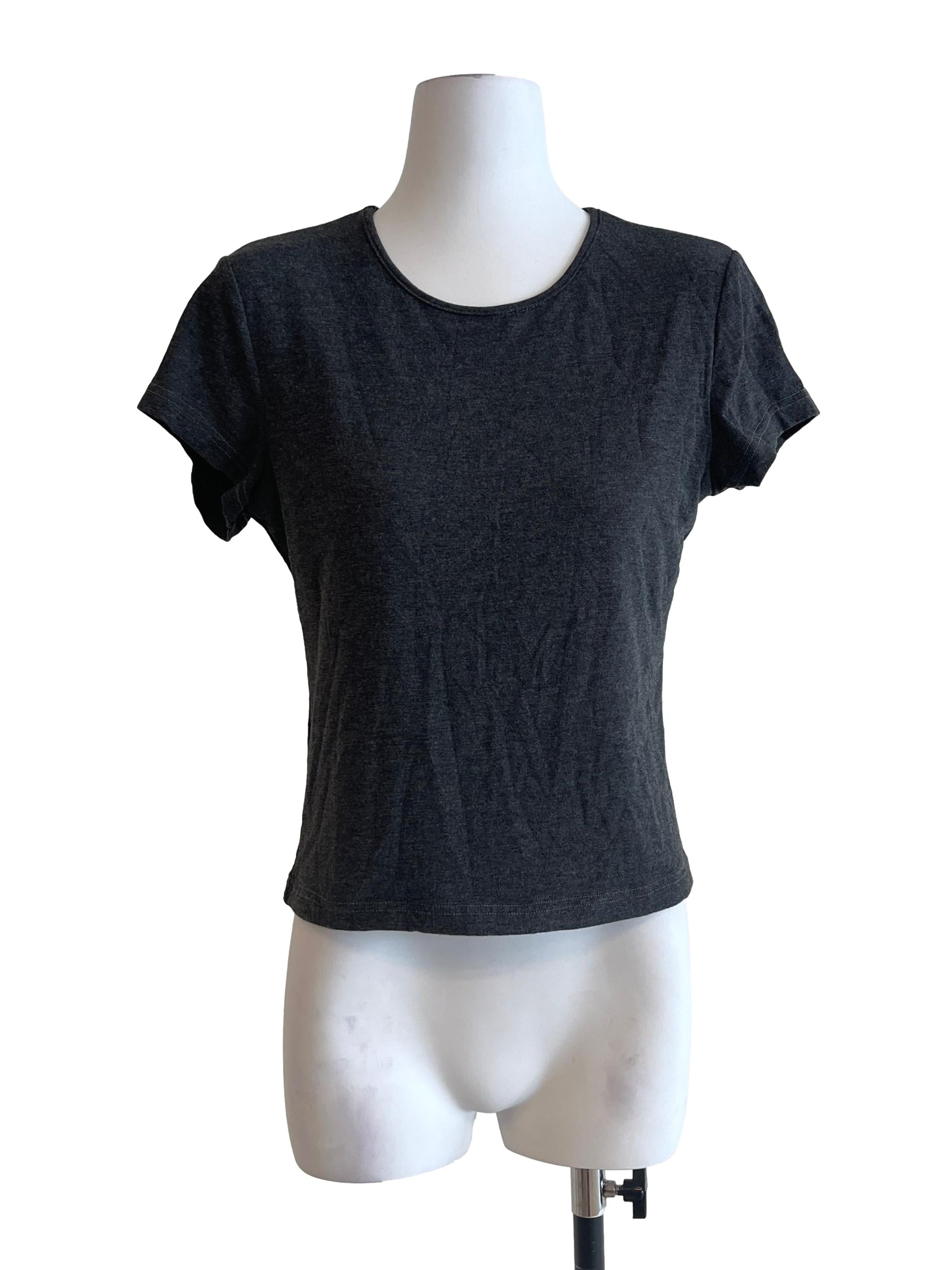 Charcoal Black Halter Short Sleeve Top