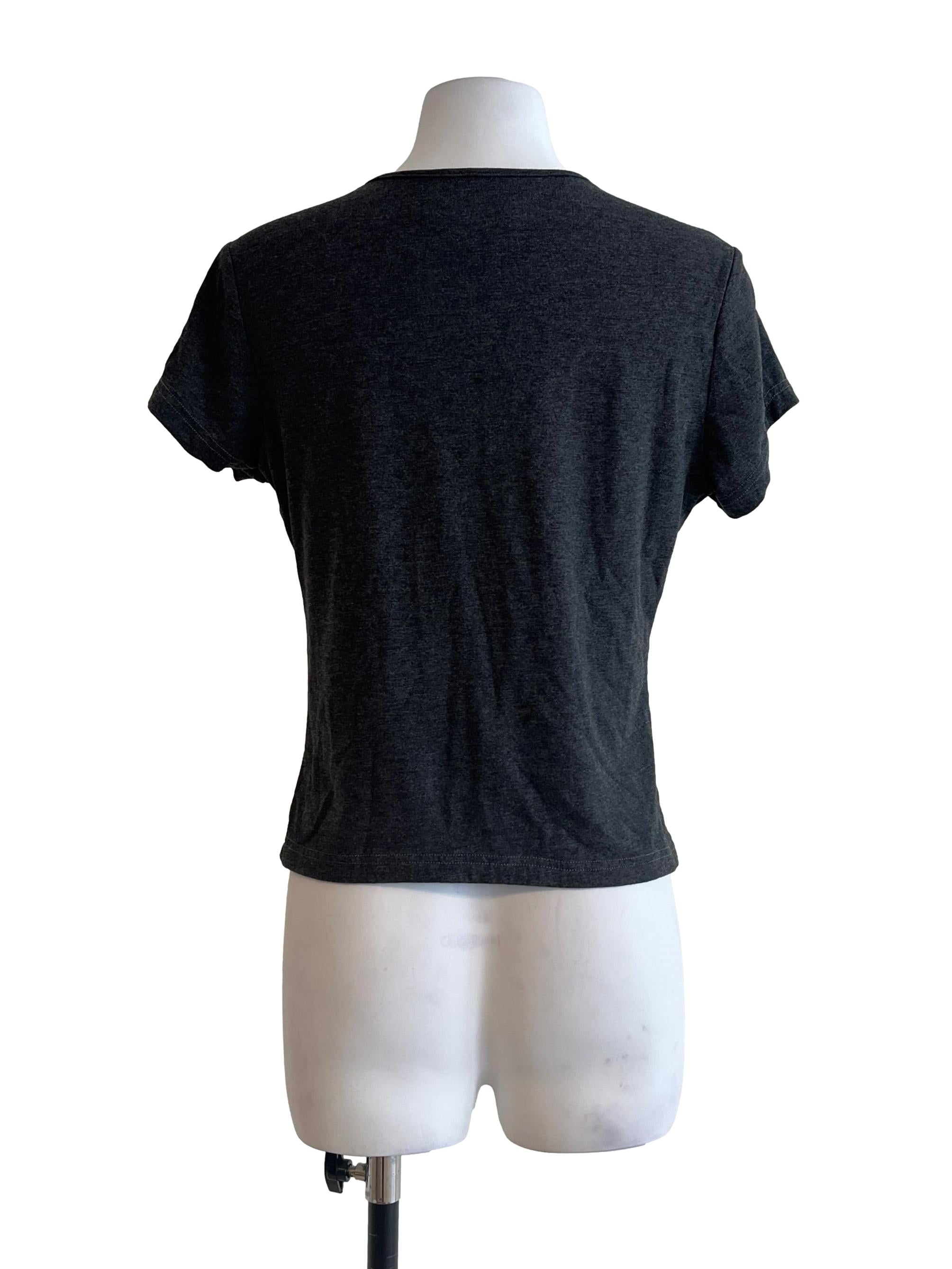 Charcoal Black Halter Short Sleeve Top