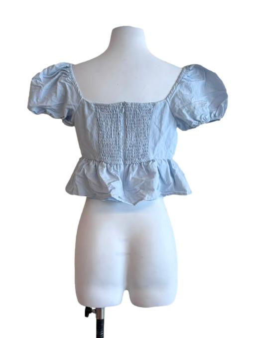Light Blue Square Neck Peplum Crop Top