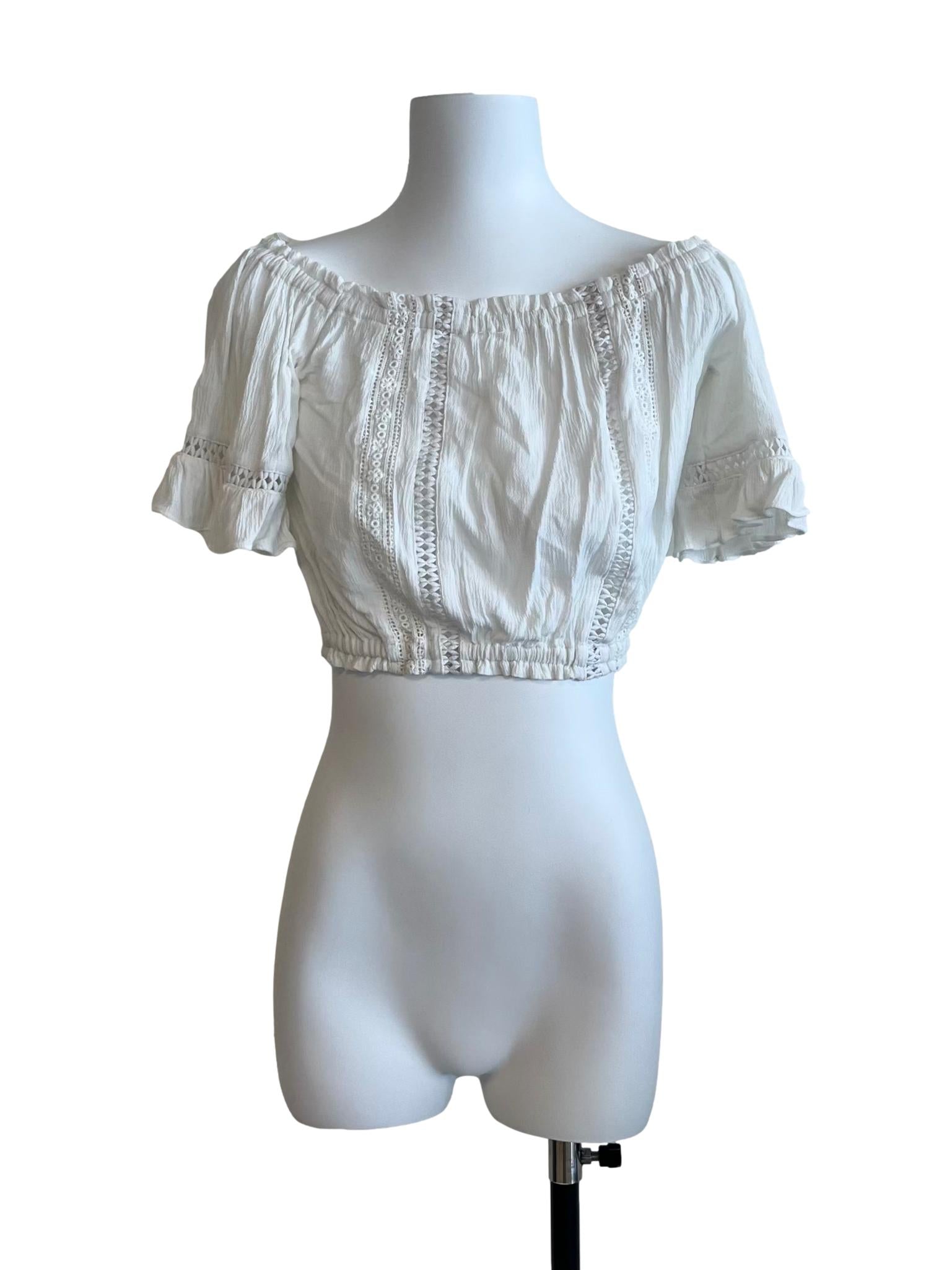 Pearl White Textured Crop Top