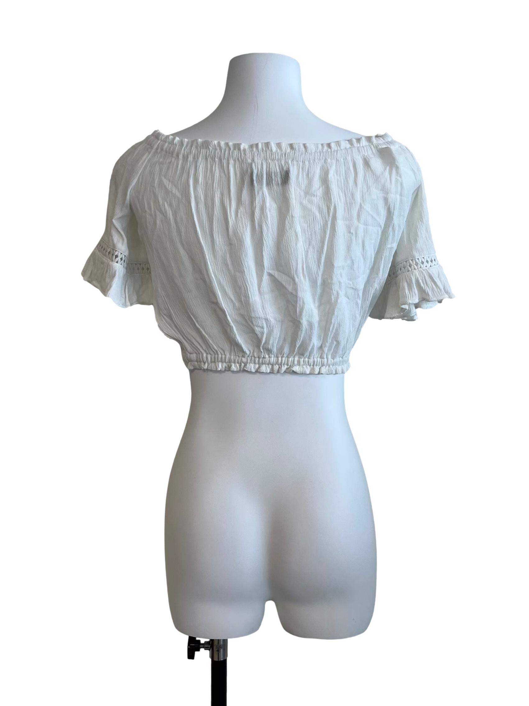 Pearl White Textured Crop Top