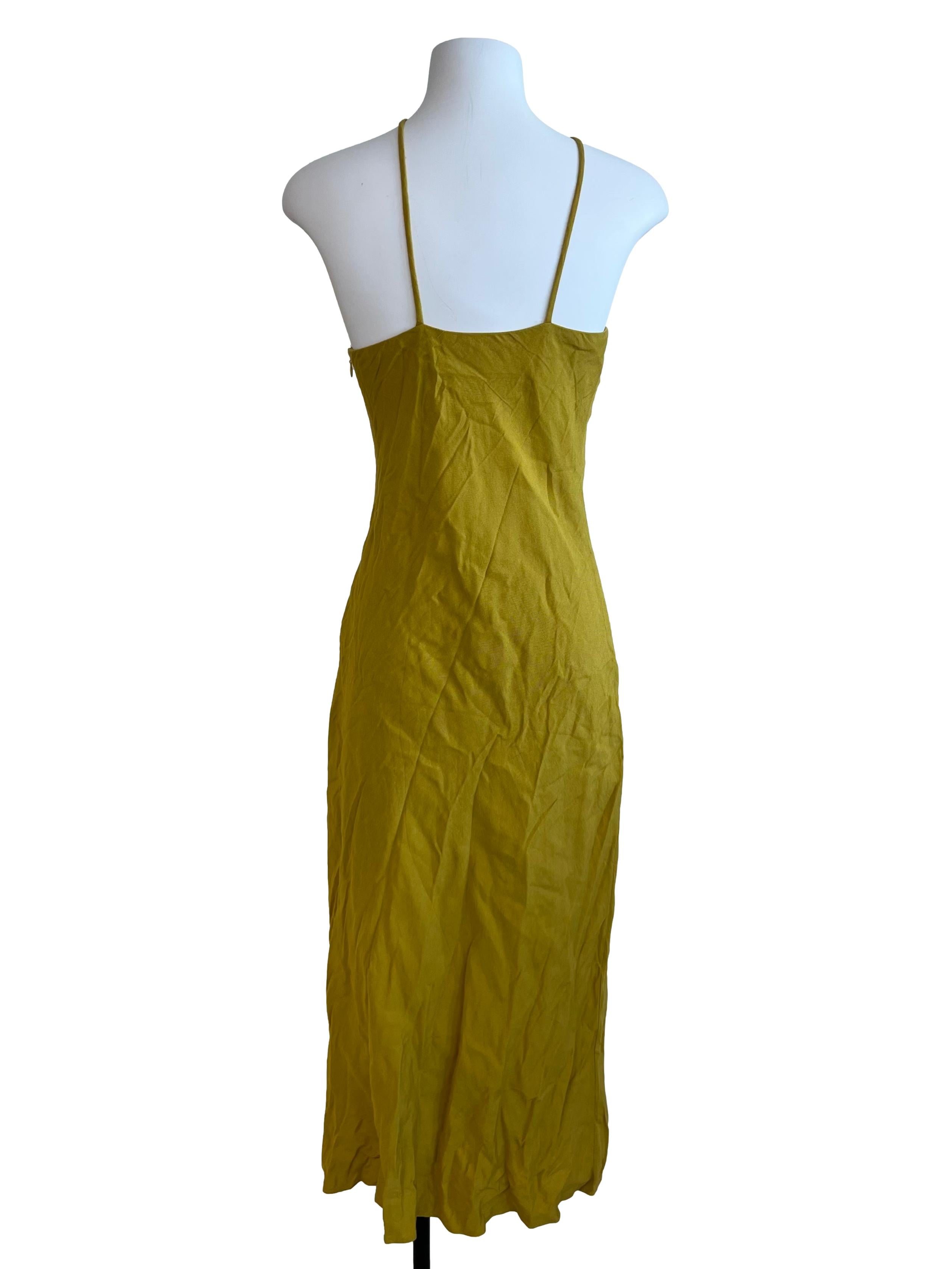 Mustard Yellow Asymmetrical Neckline Dress