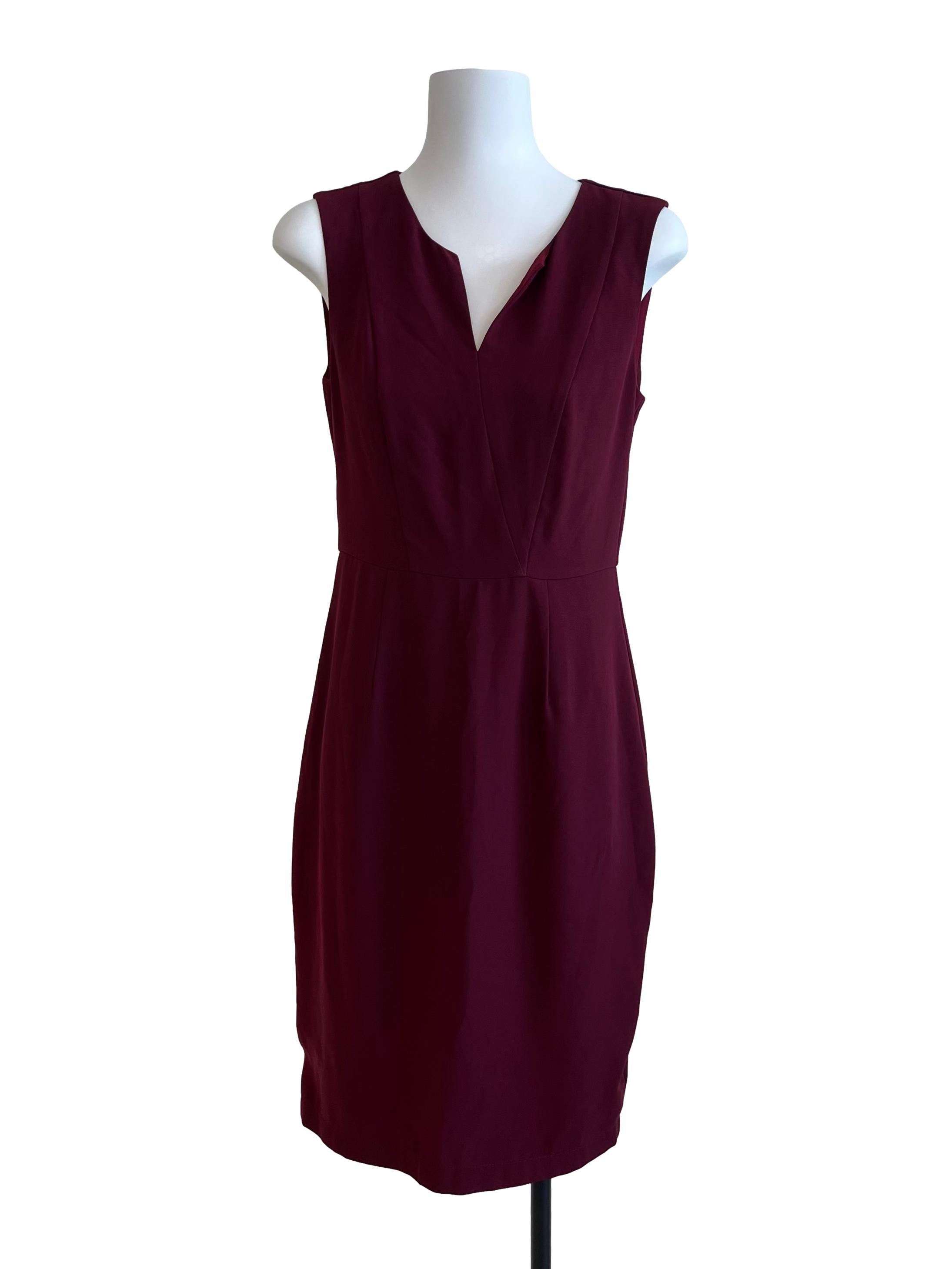 Wine Red V-Neck Dress