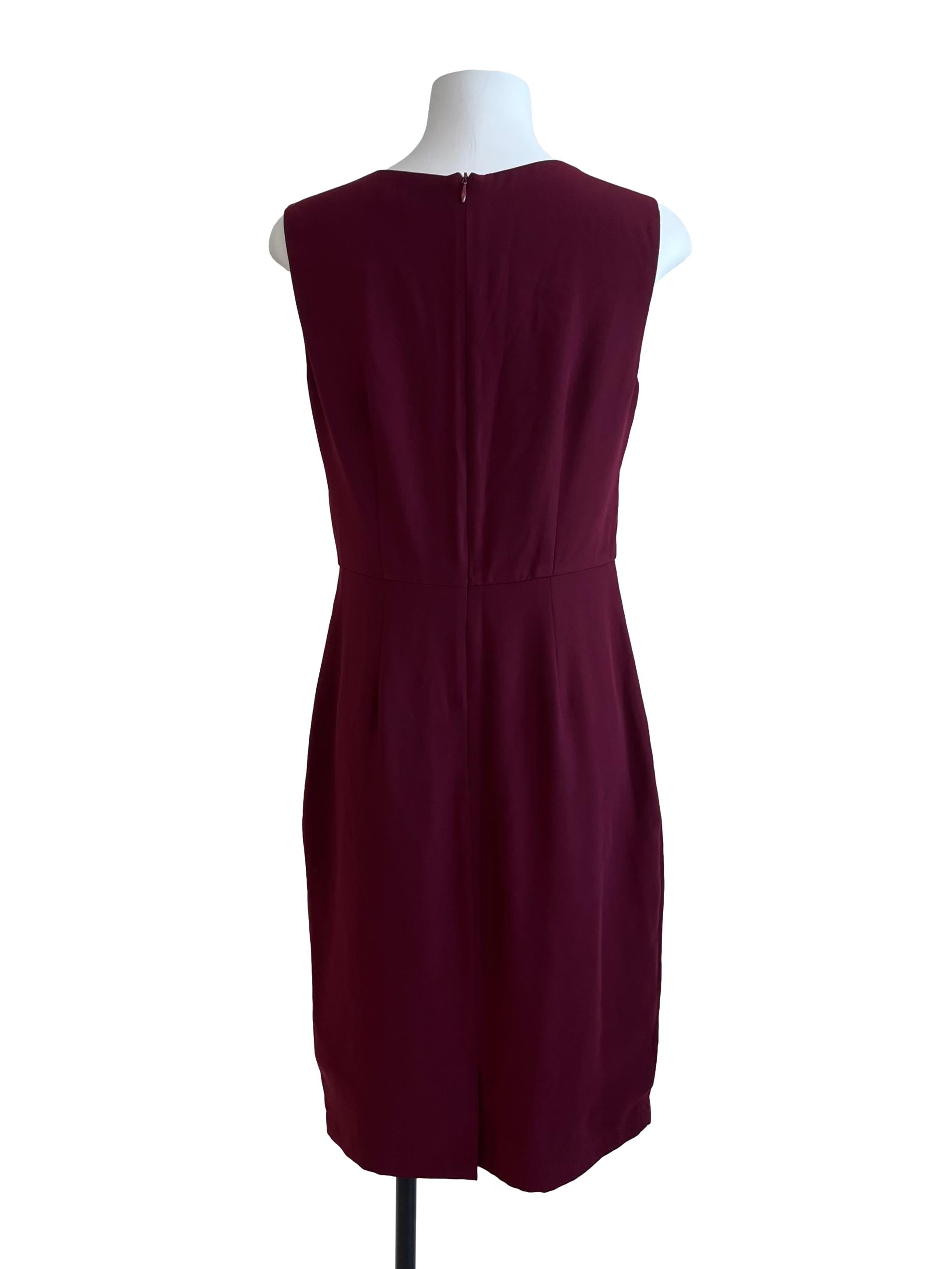 Wine Red V-Neck Dress