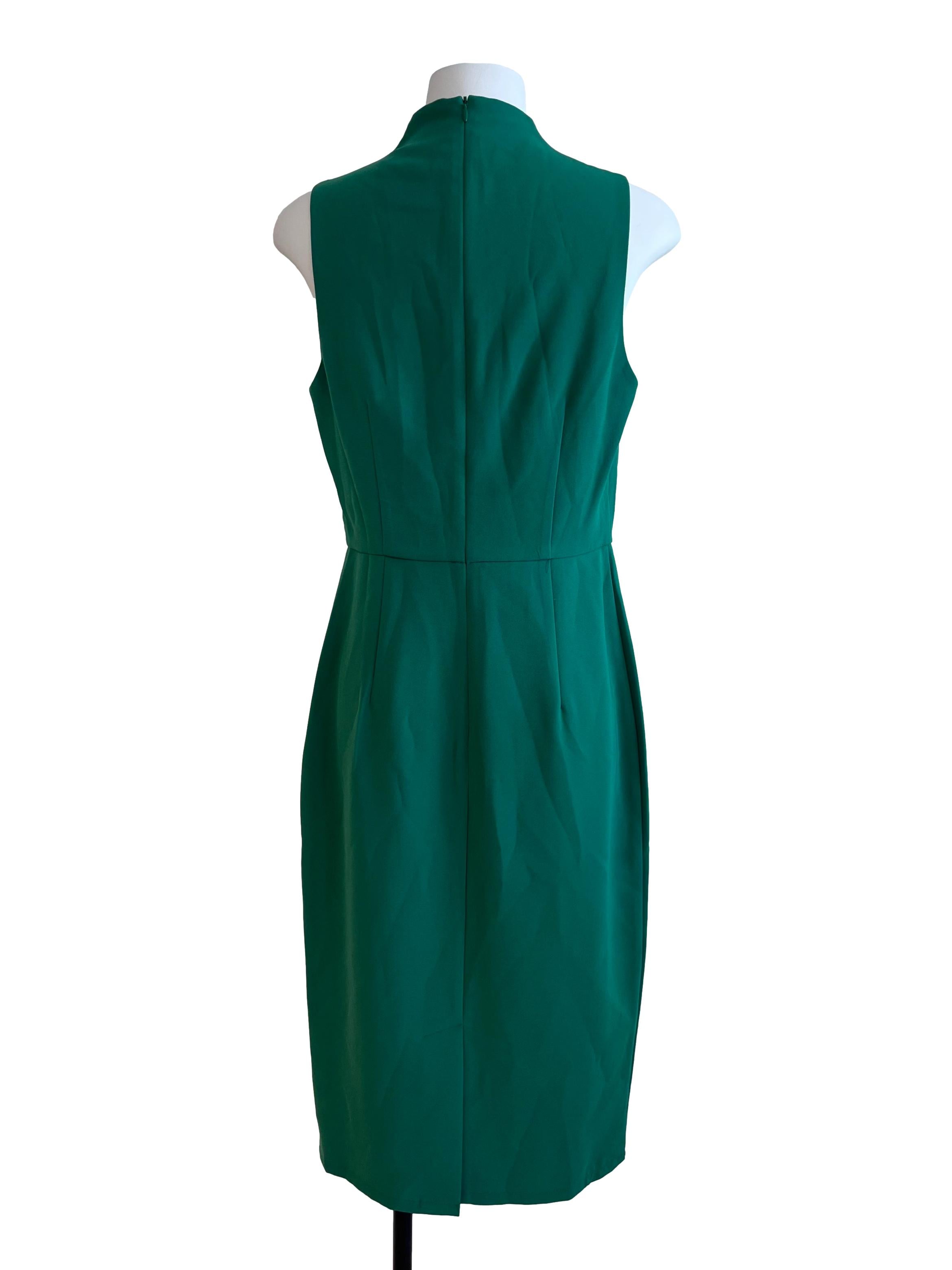 Emerald Green V-Neck Shift Dress