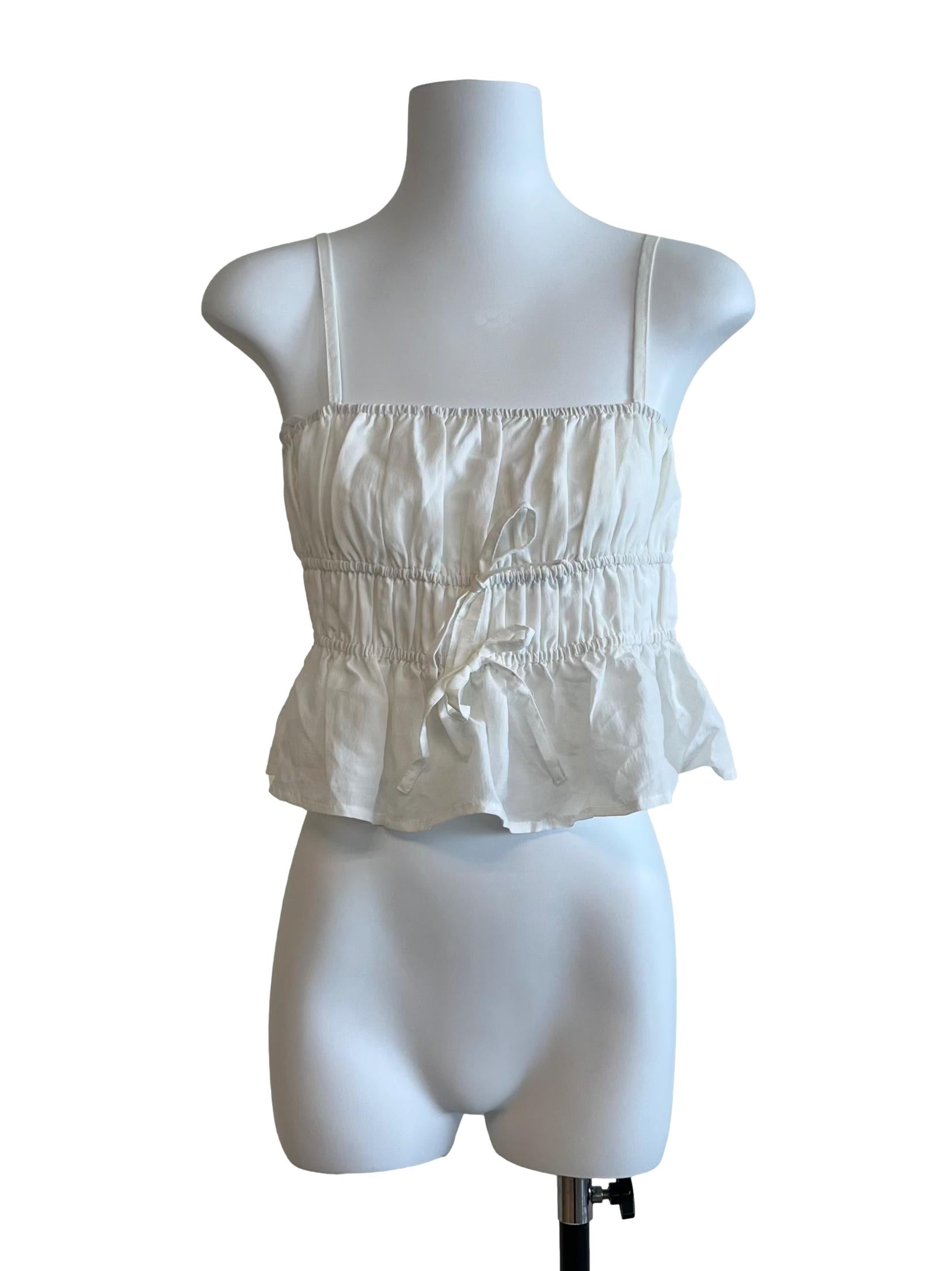 Pearl White Ruffled Crop Top