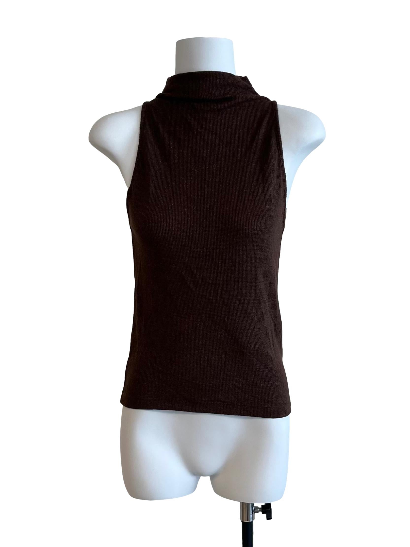 Dark Brown High Neck Top