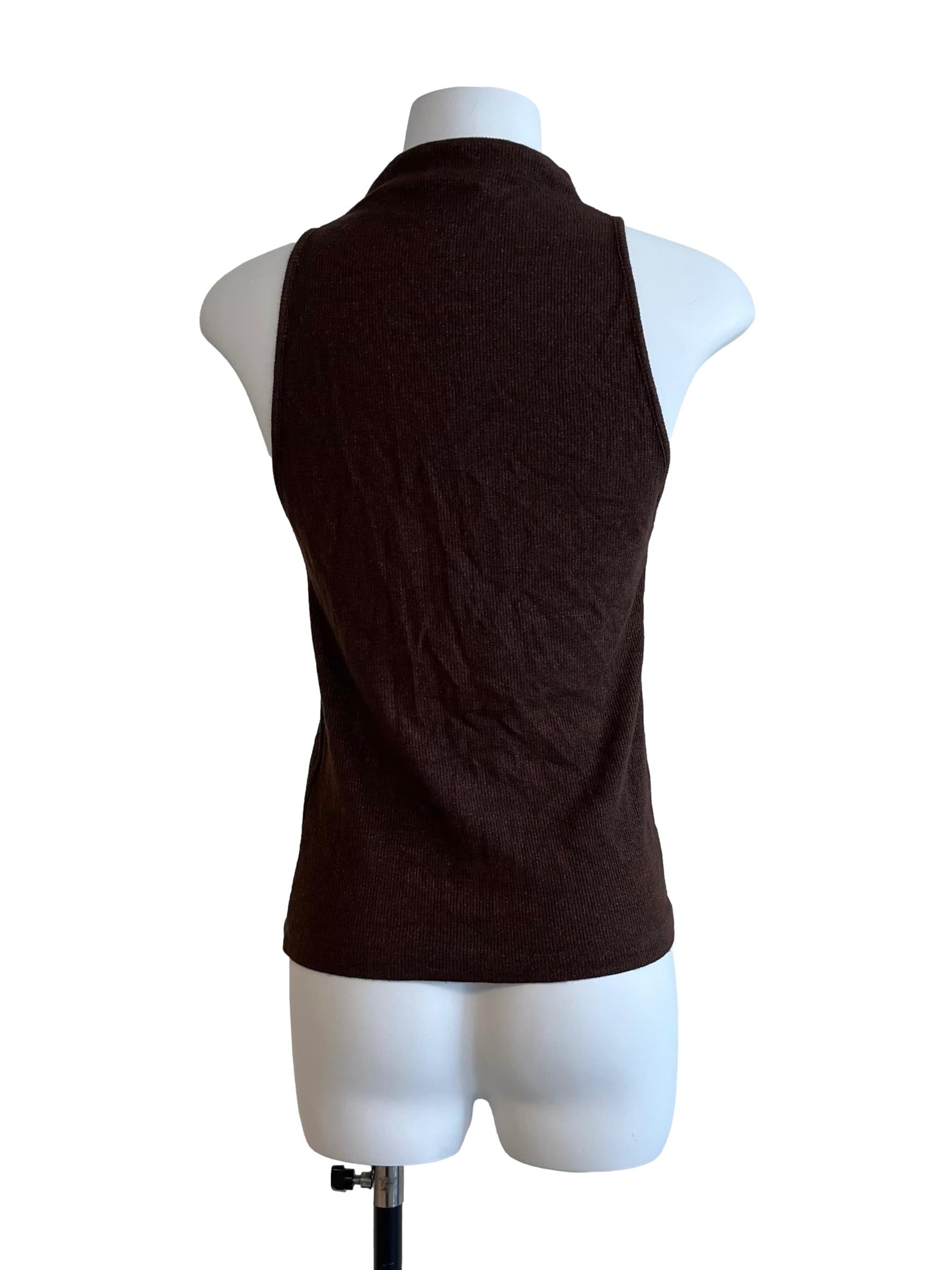 Dark Brown High Neck Top