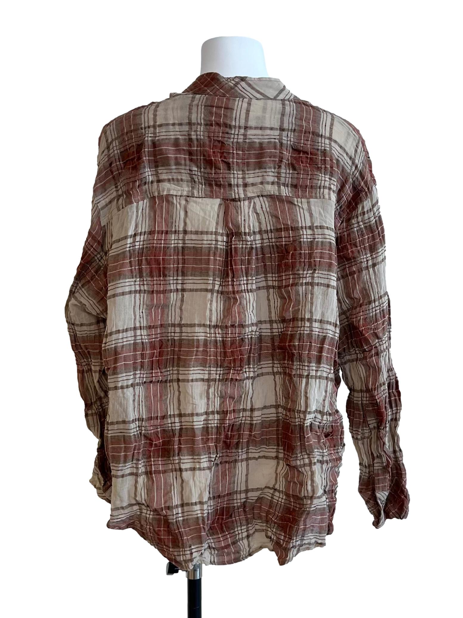 Brown Plaid Buttoned Shirt