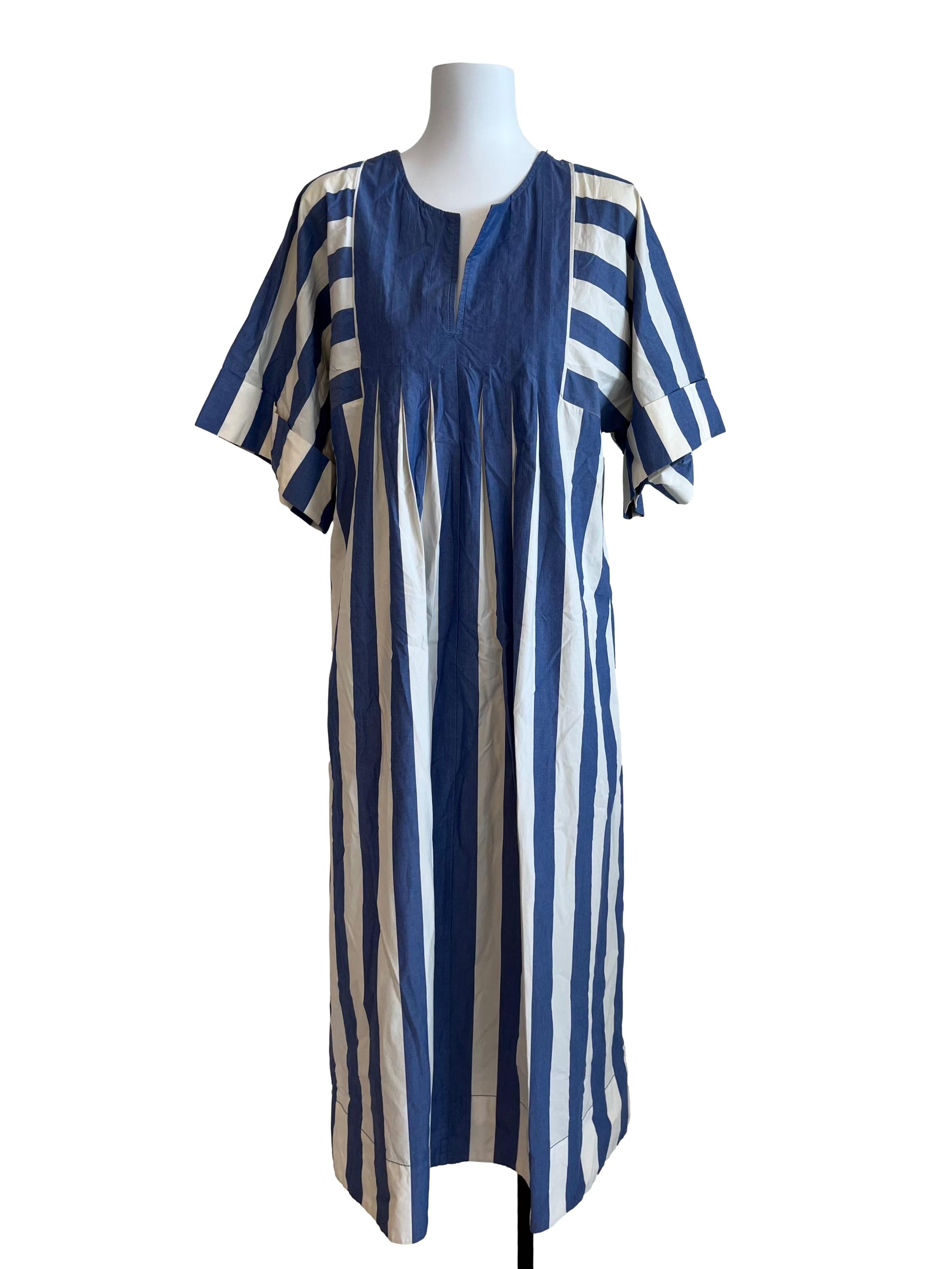 Blue And White Striped Midi Dress