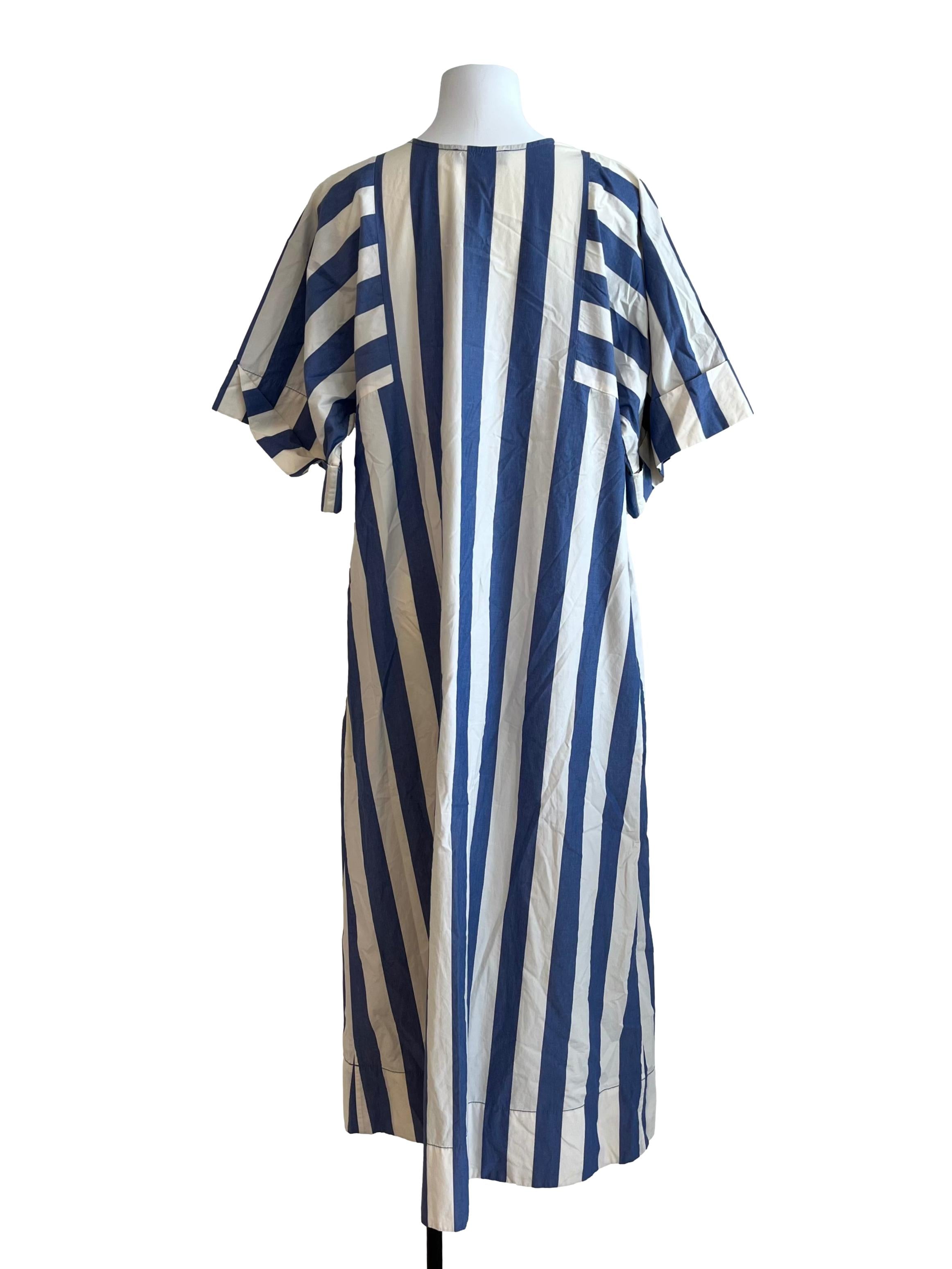 Blue And White Striped Midi Dress