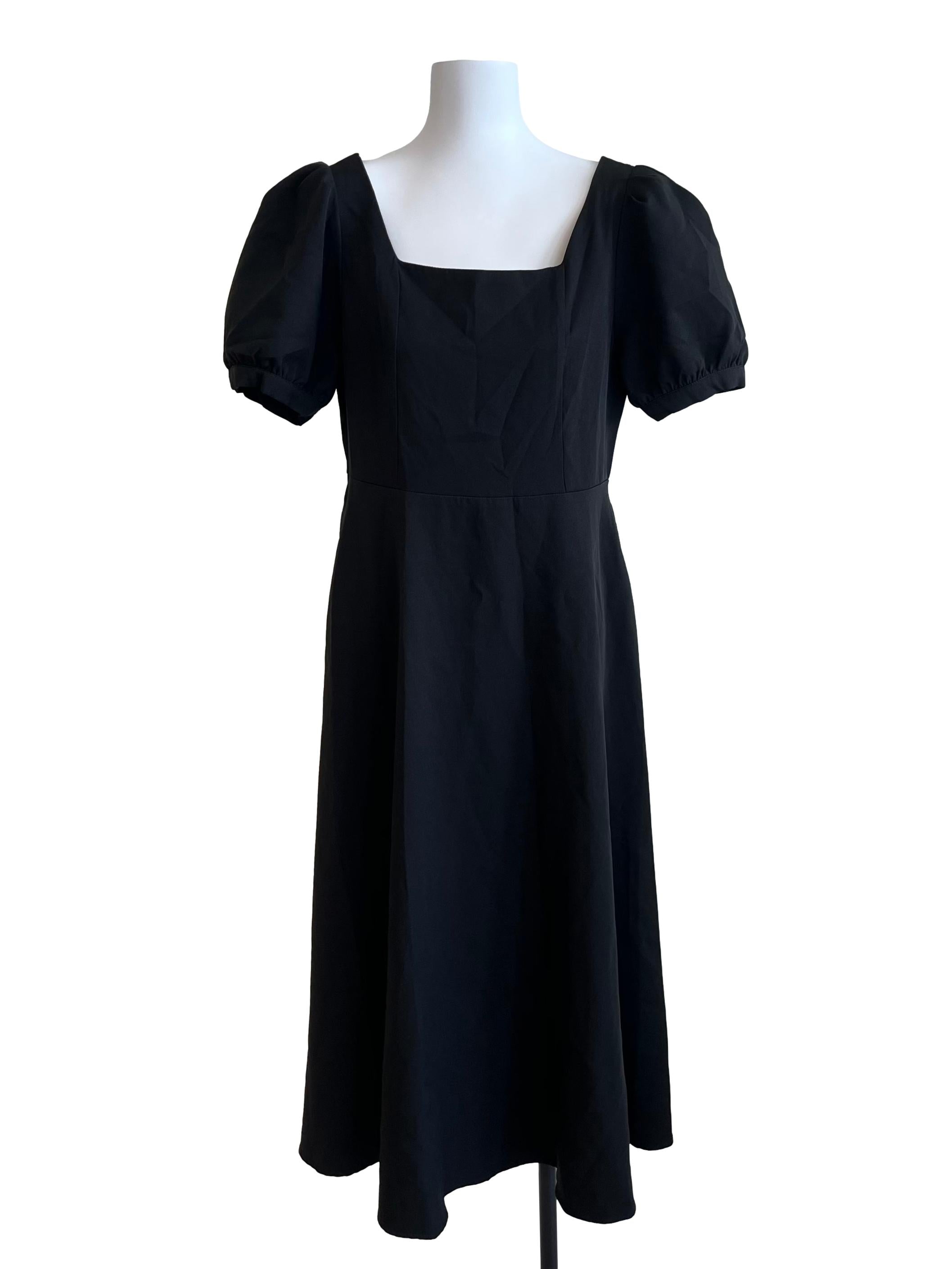 Midnight Black Puff Sleeve Dress