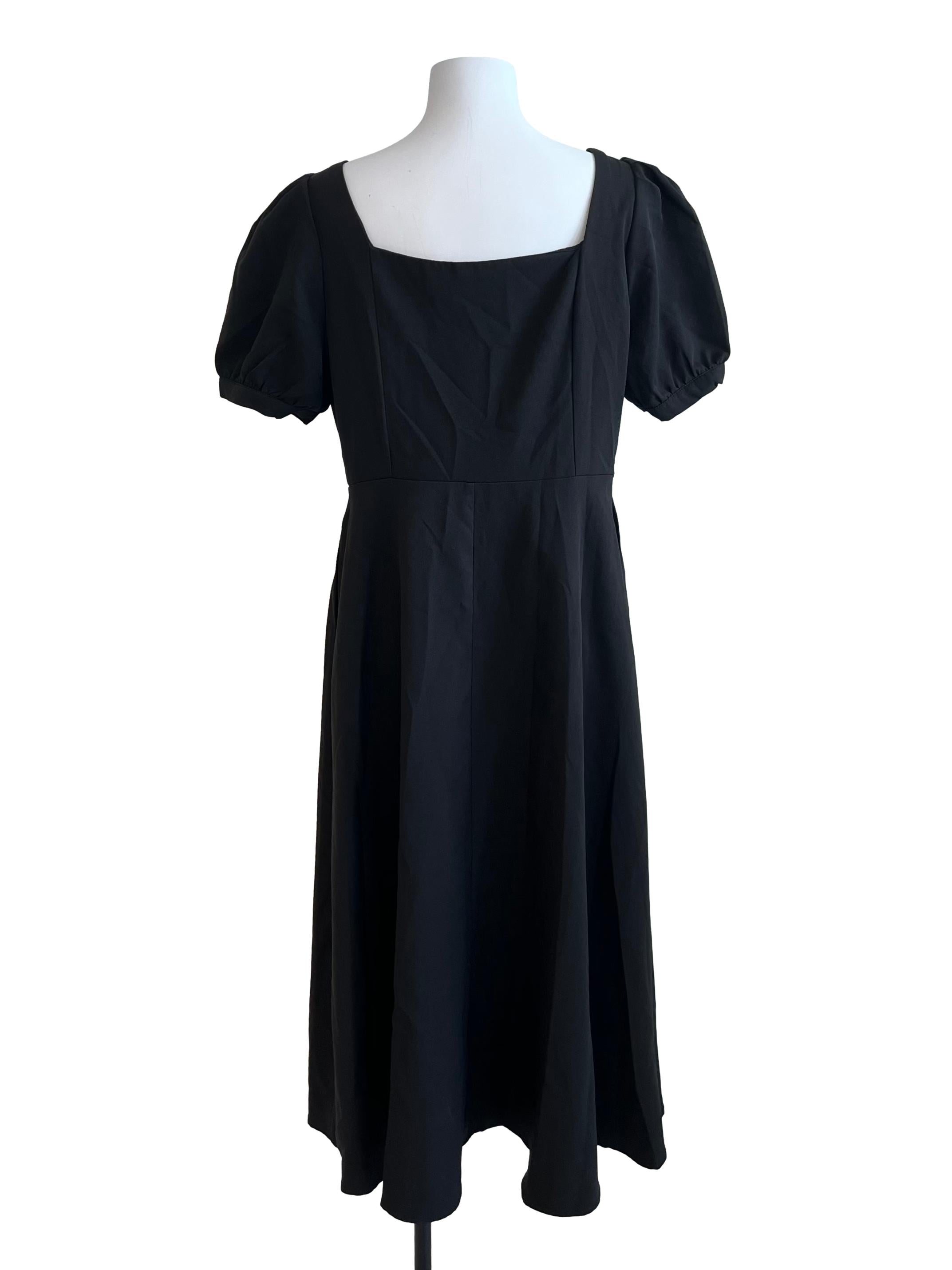 Midnight Black Puff Sleeve Dress