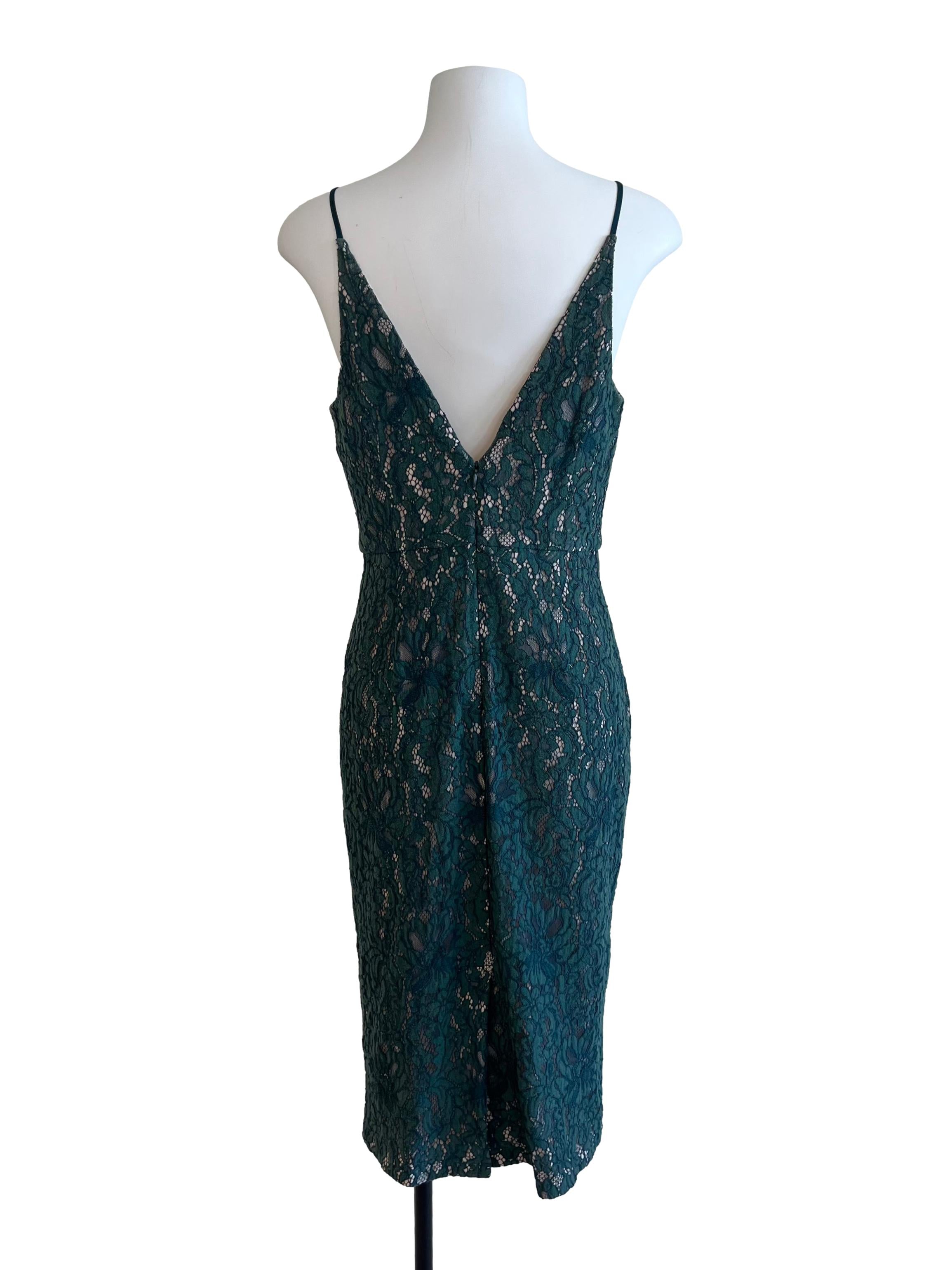 Emerald Green Floral Lace Bodycon Dress