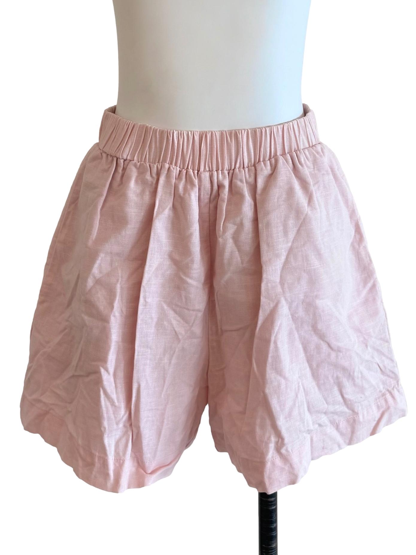 Pastel Pink Elastic Waist Shorts