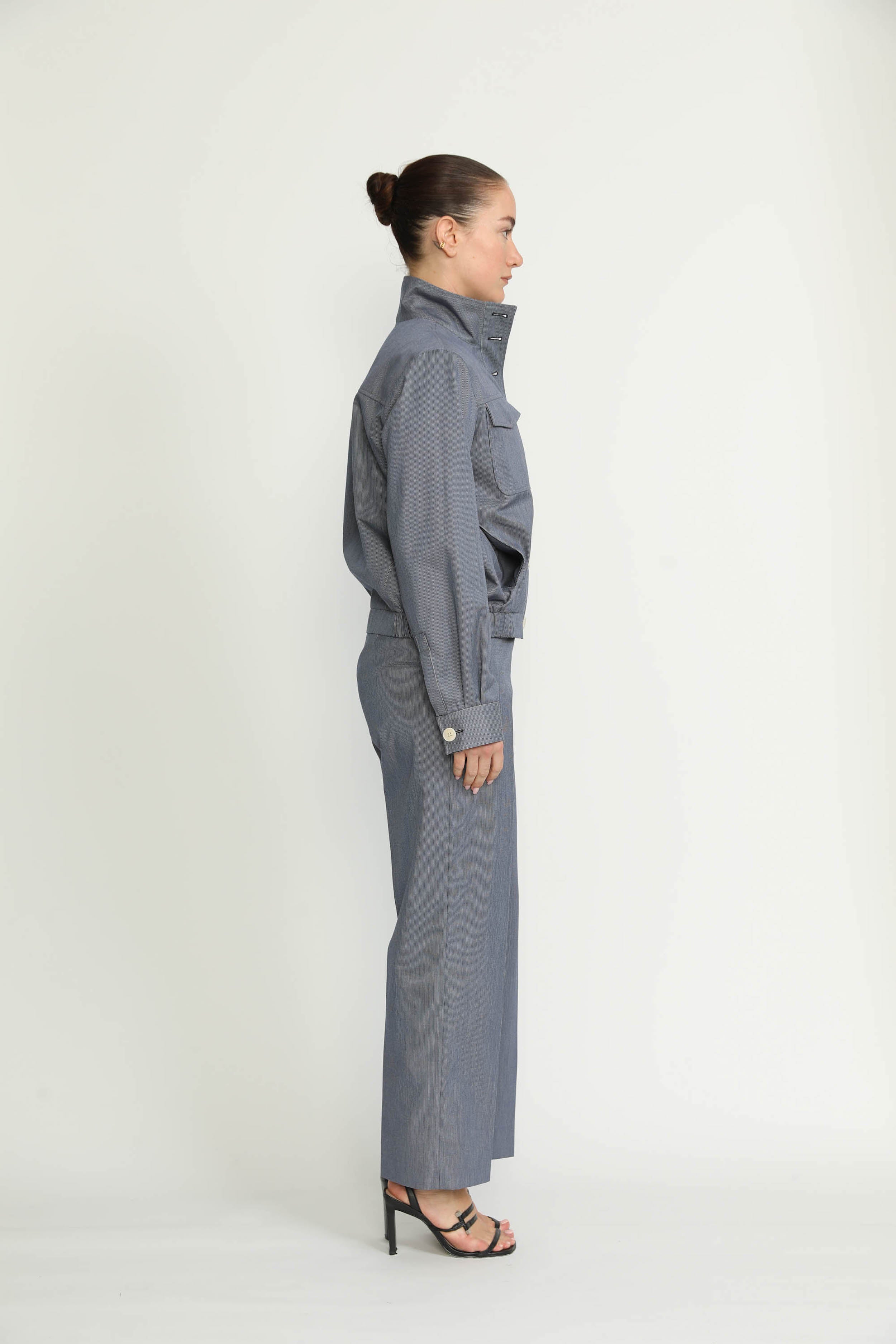 Colombier Jacket - Utility Jacket In Denim Blue Pinstripe  CSN