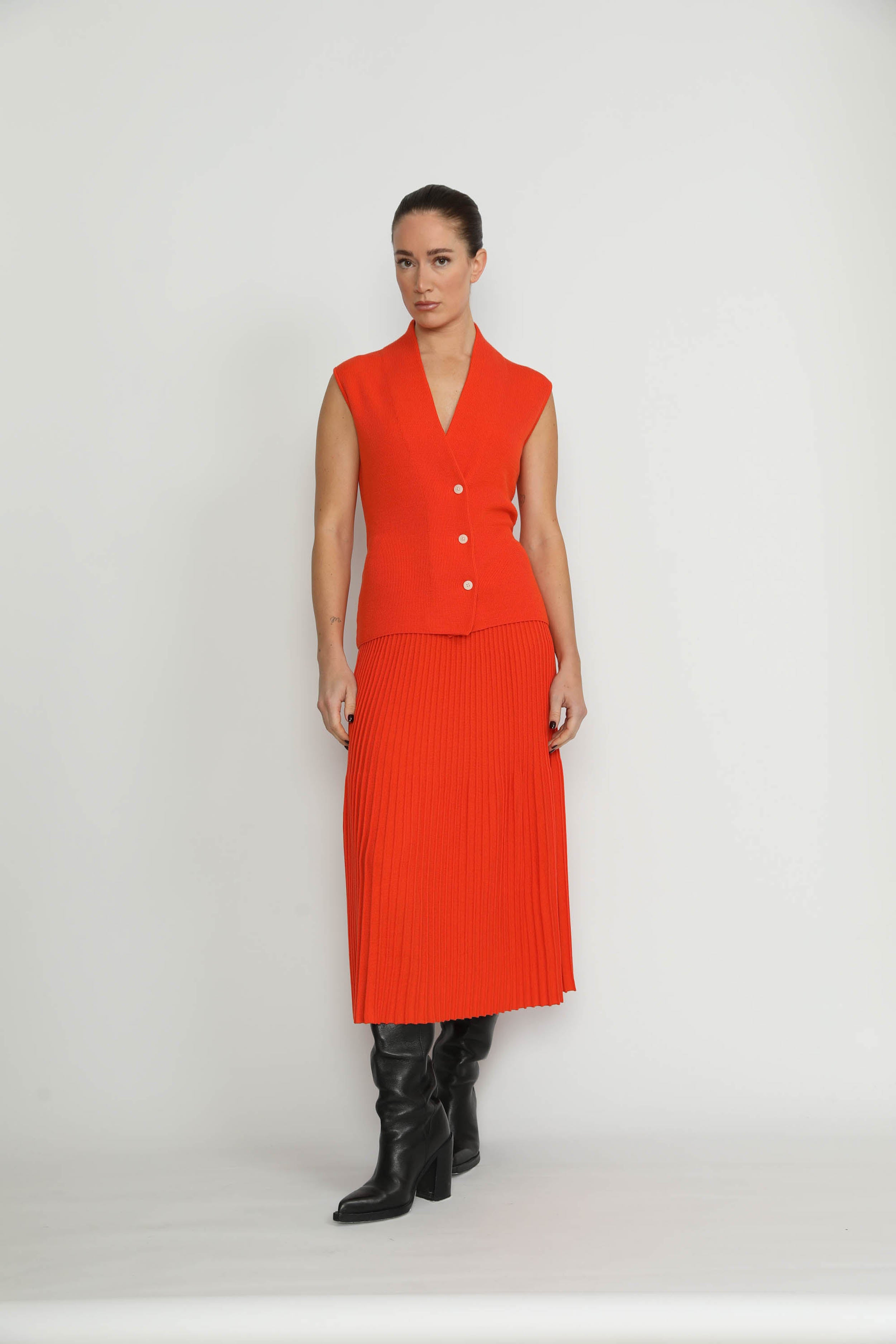 Arbon Waistcoat - Knit Waistcoat In Orange CSN
