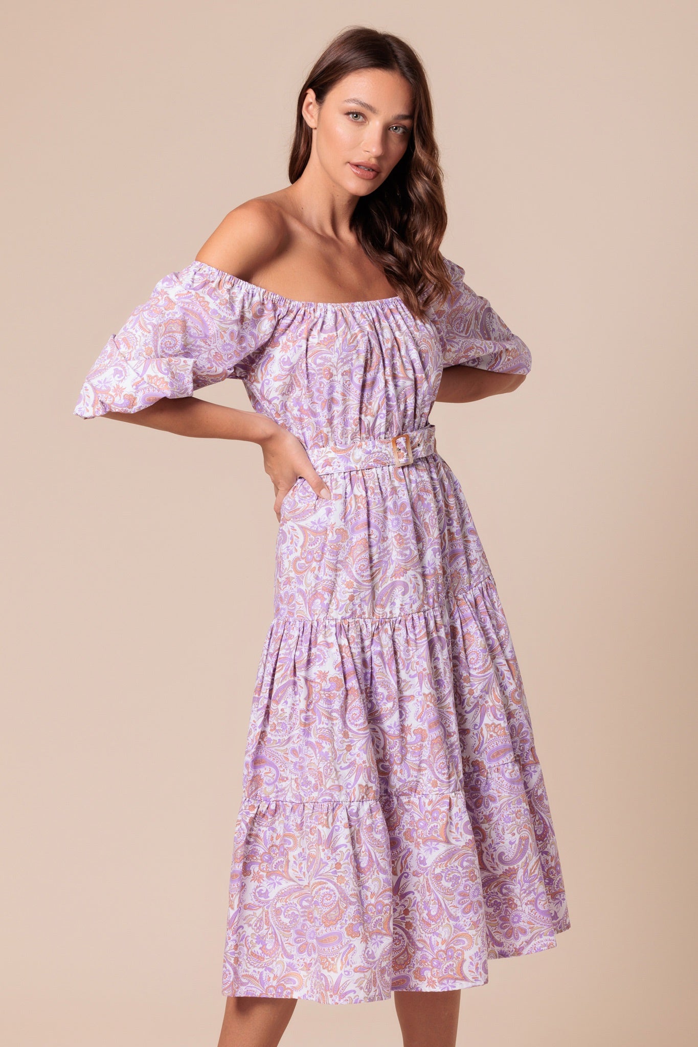 Arra Dress In Crystal Paisley - Purple CSN