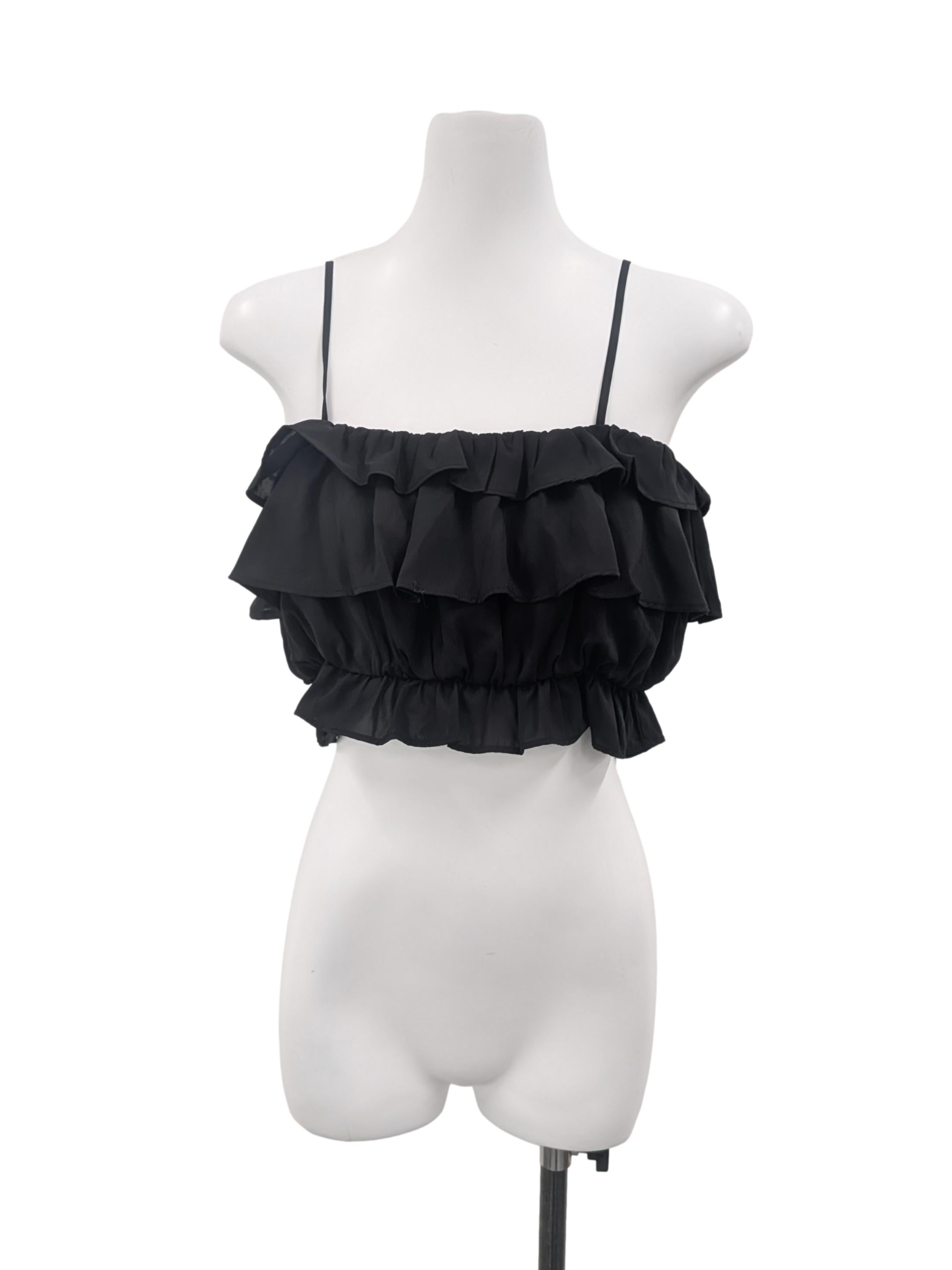 Black Patterned Crop Top