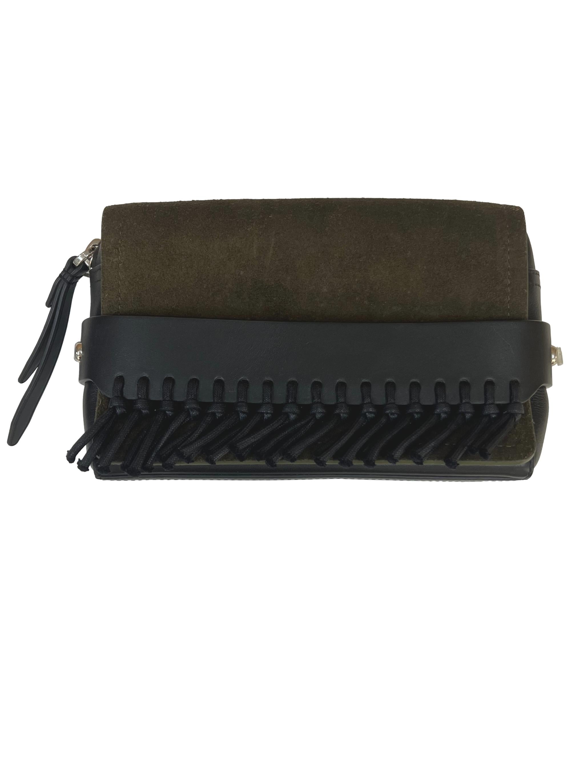 Black Forest Green Leather Bianca Suede Crossbody Bag
