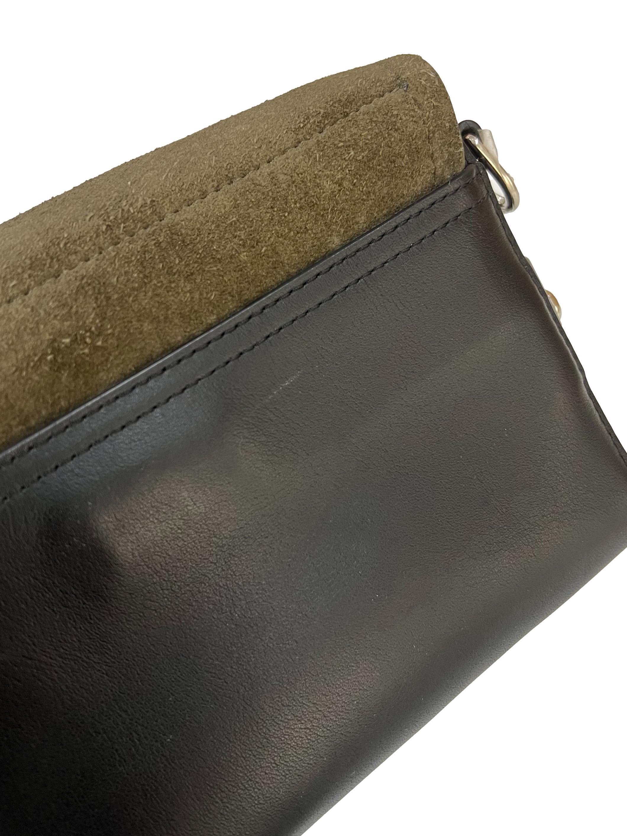 Black Forest Green Leather Bianca Suede Crossbody Bag