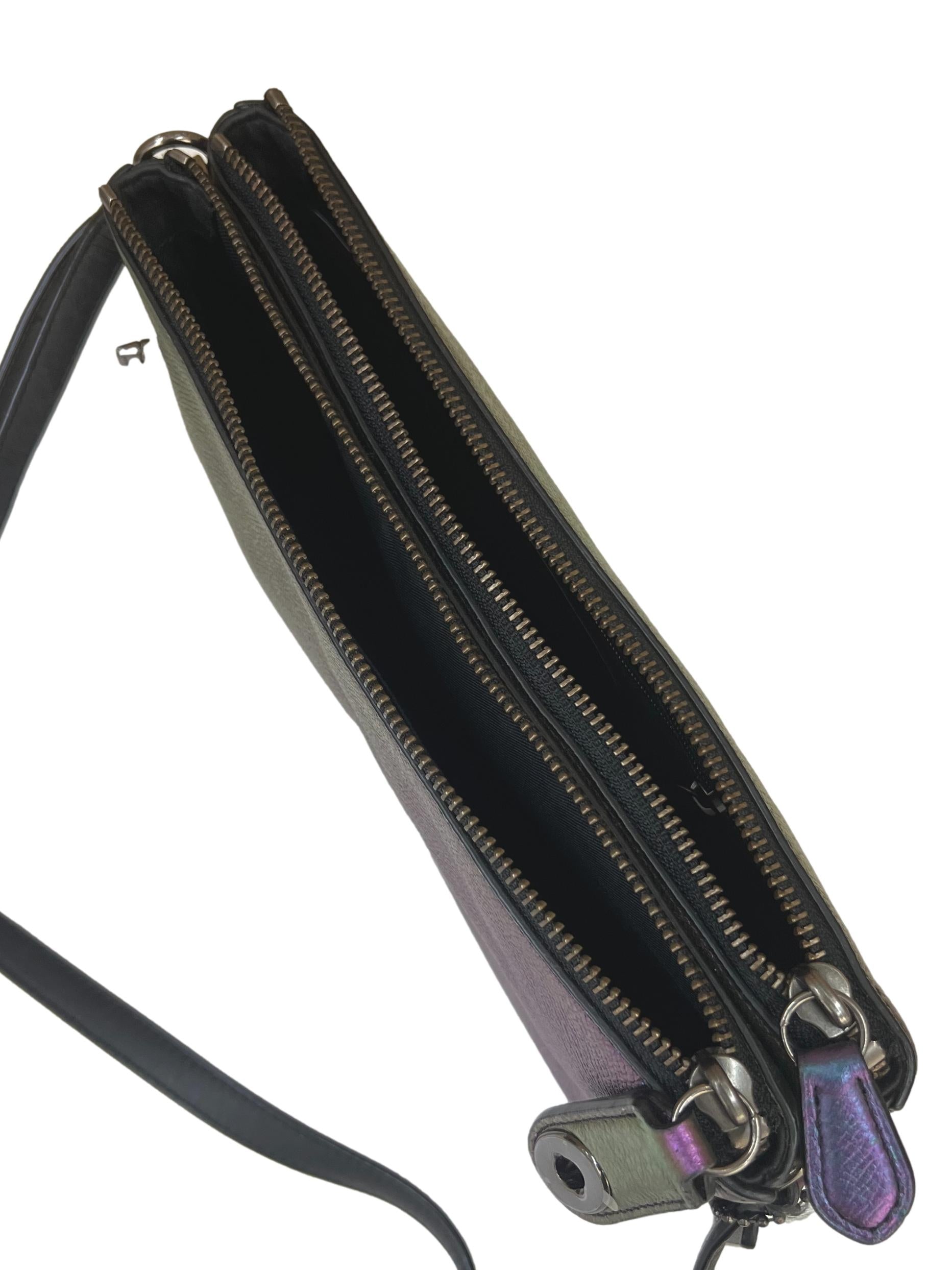 Purple Leather Iridescent Oil Slick Crossbody Bag