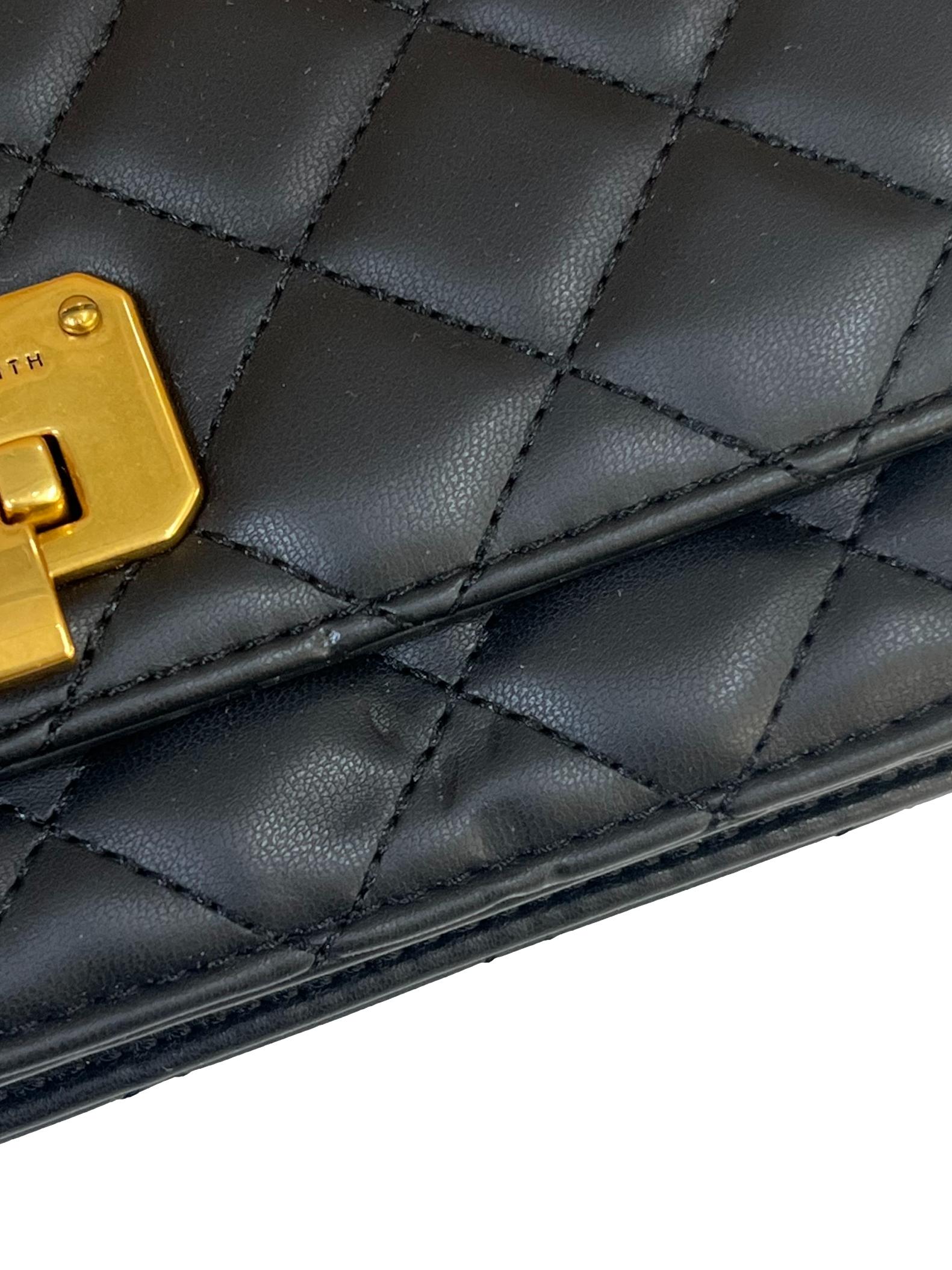 Black Quilted Flip Lock Clutch Crossbody Bag