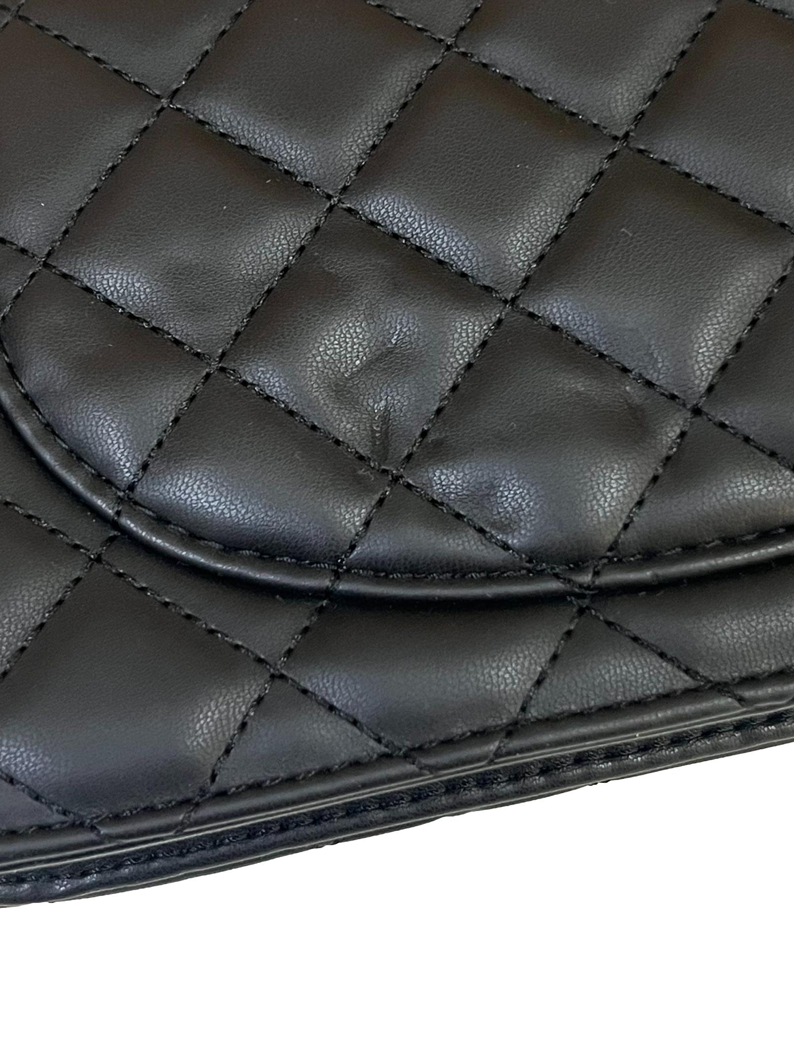Black Quilted Flip Lock Clutch Crossbody Bag