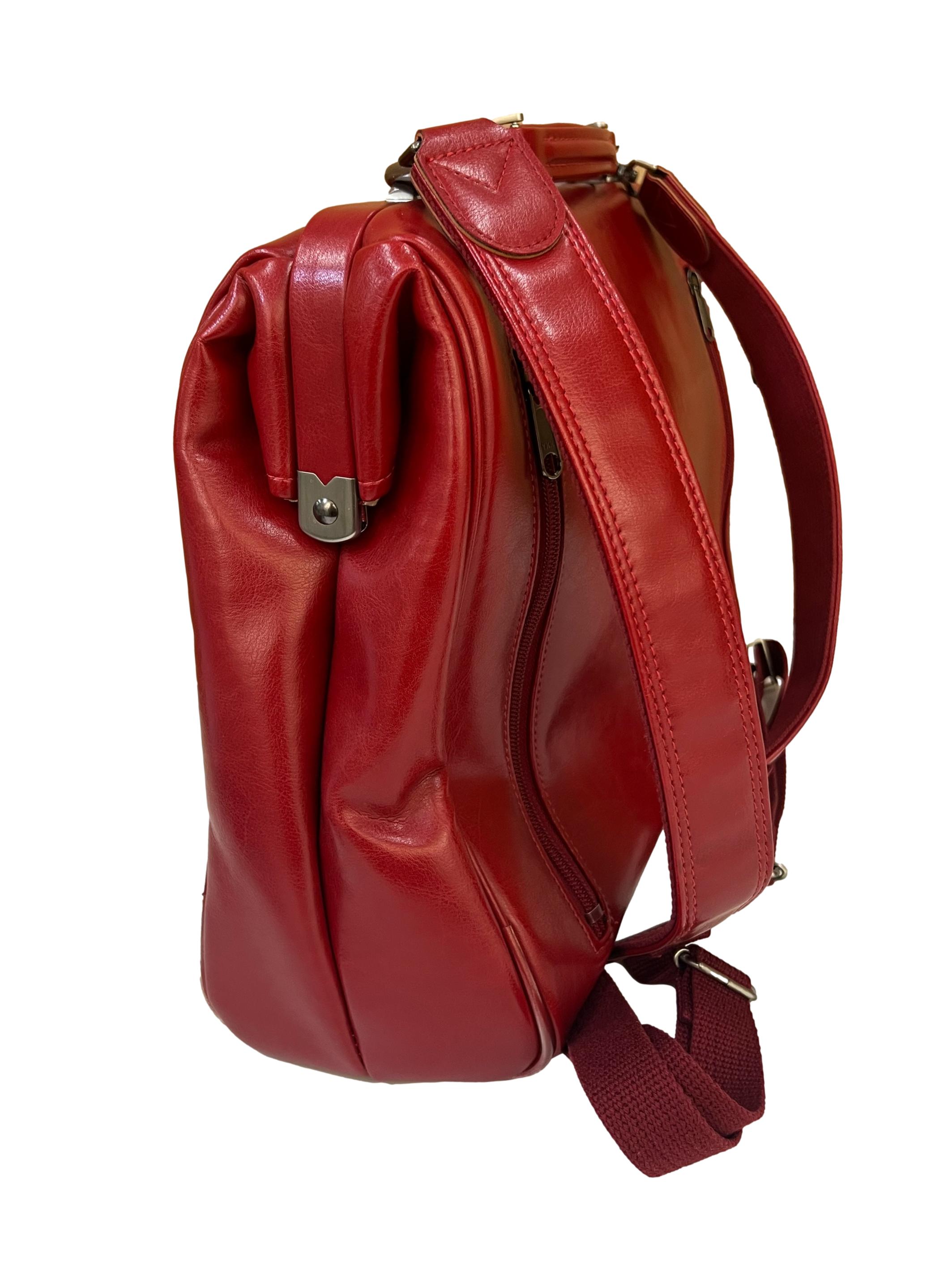 Red Leather Vertical Dulles Bag