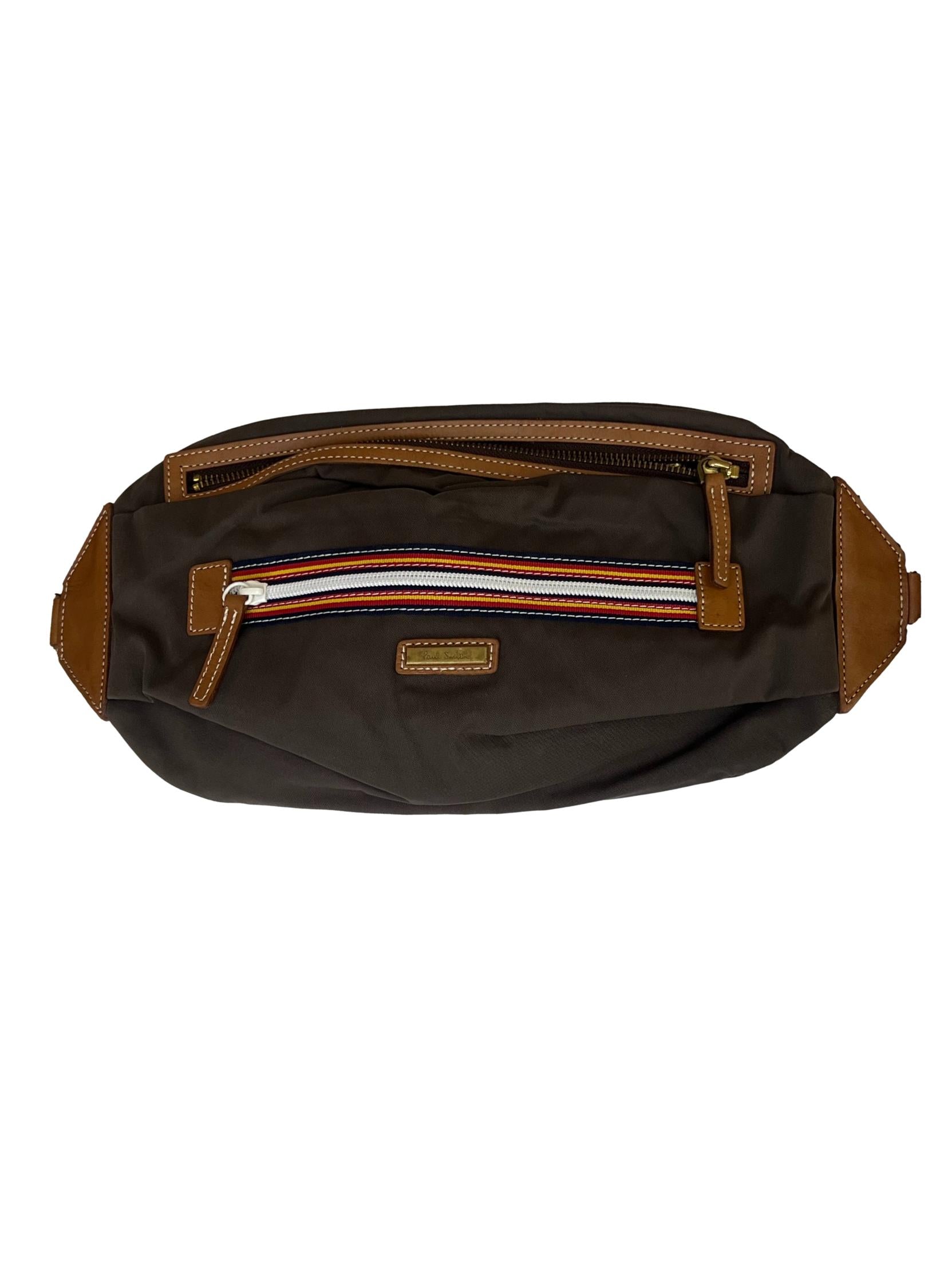 Brown Fabric Bumbag Crossbody Bag
