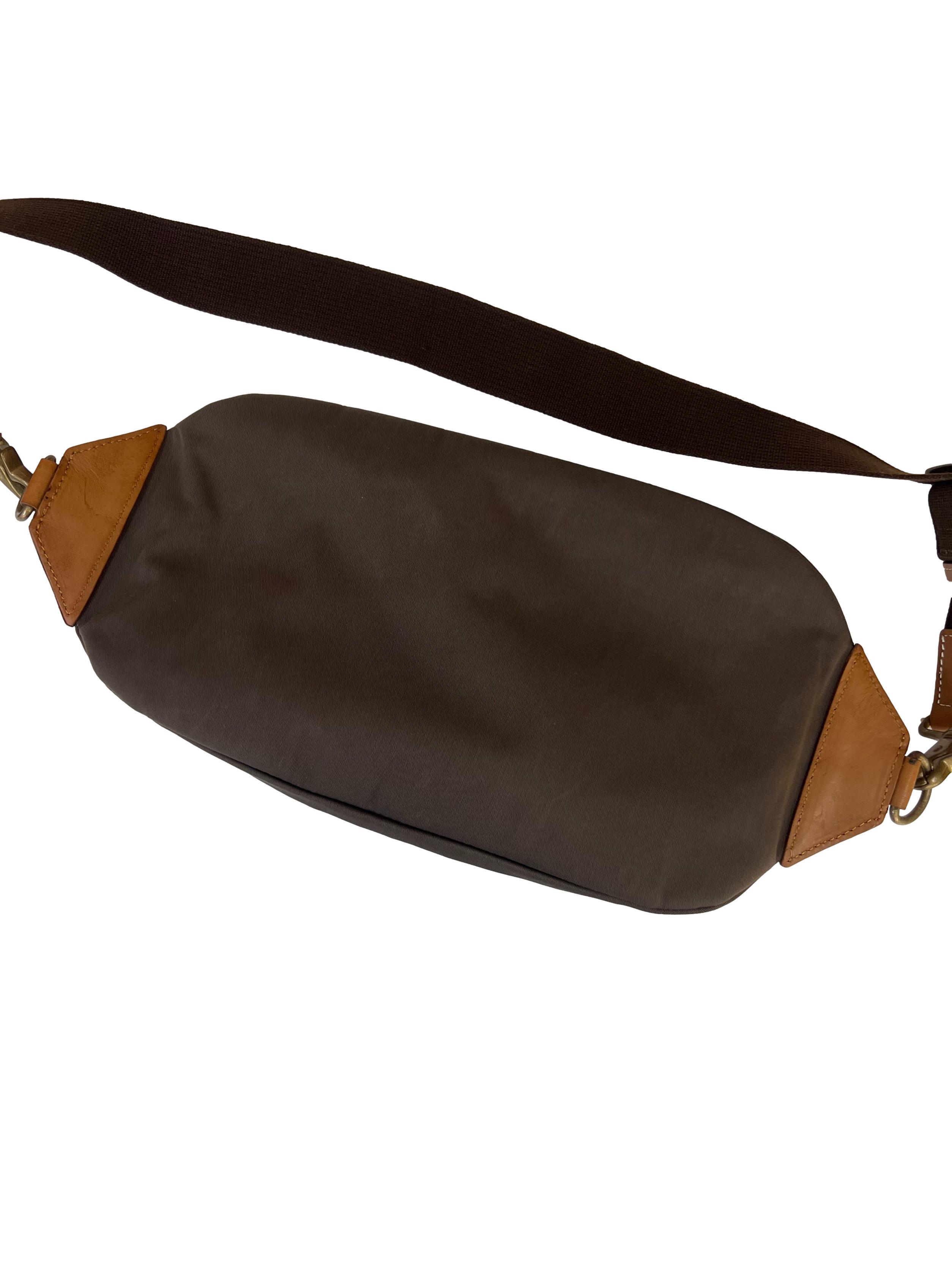 Brown Fabric Bumbag Crossbody Bag