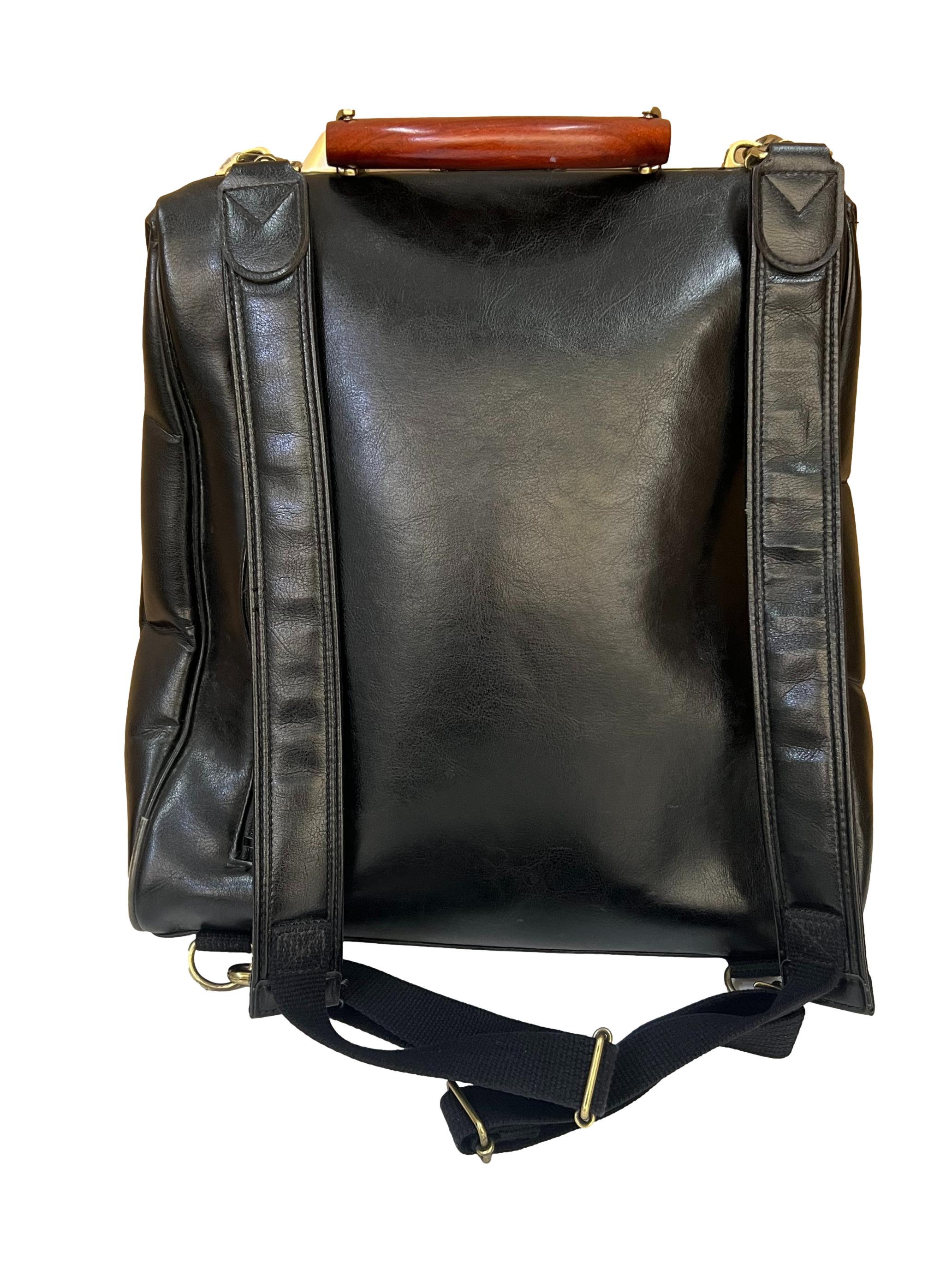 Black Leather Vertical Dulles Bag