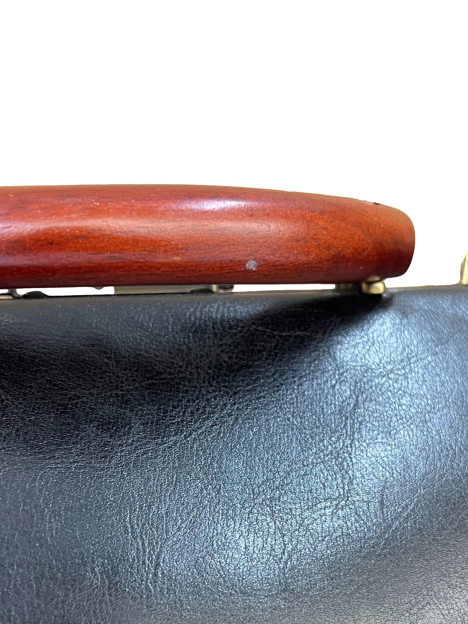 Black Leather Vertical Dulles Bag